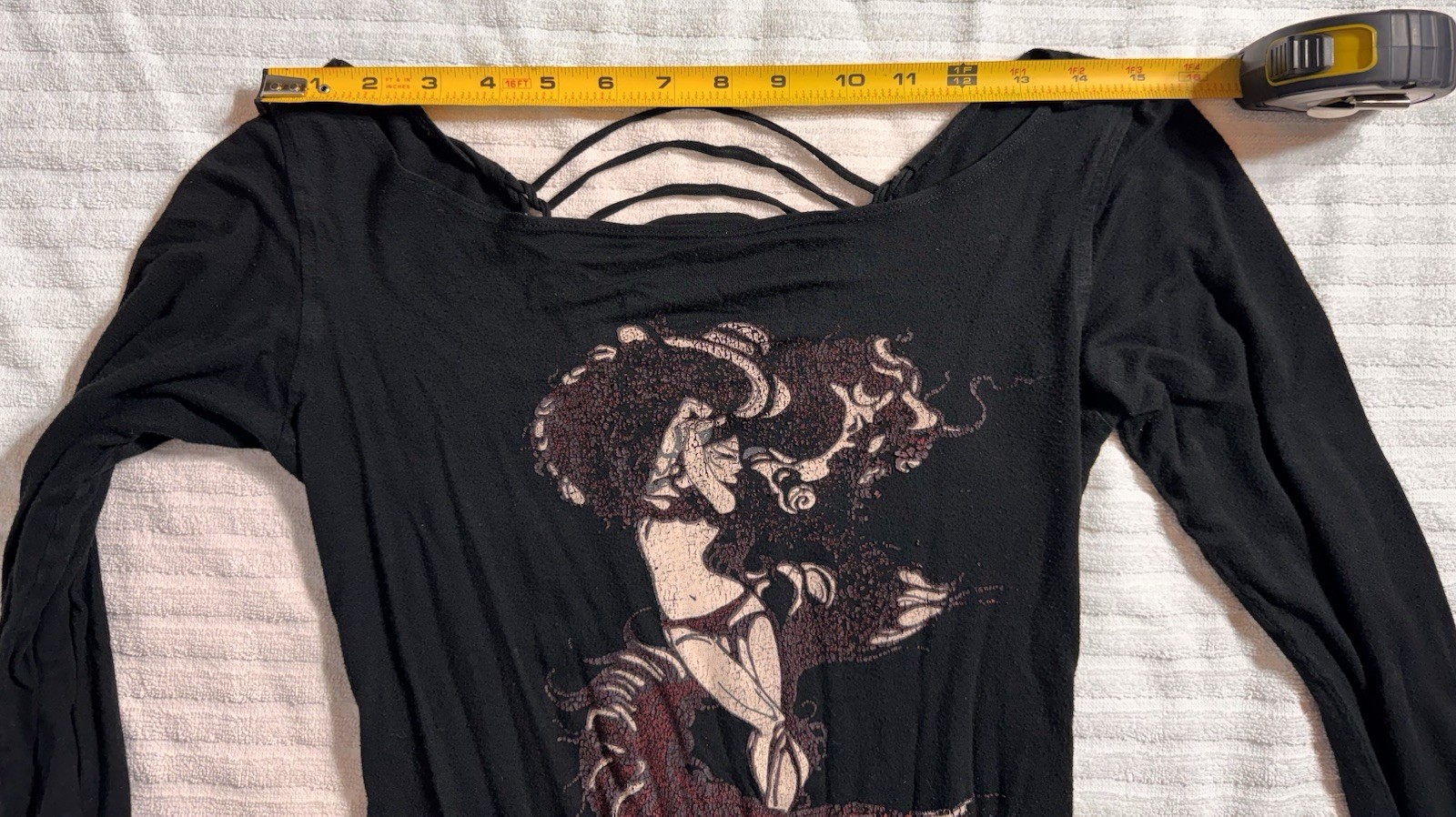 Buddhaful Y2K Graphic Shredded Back Long Sleeve Woman’s L Goth Burning Man Boho