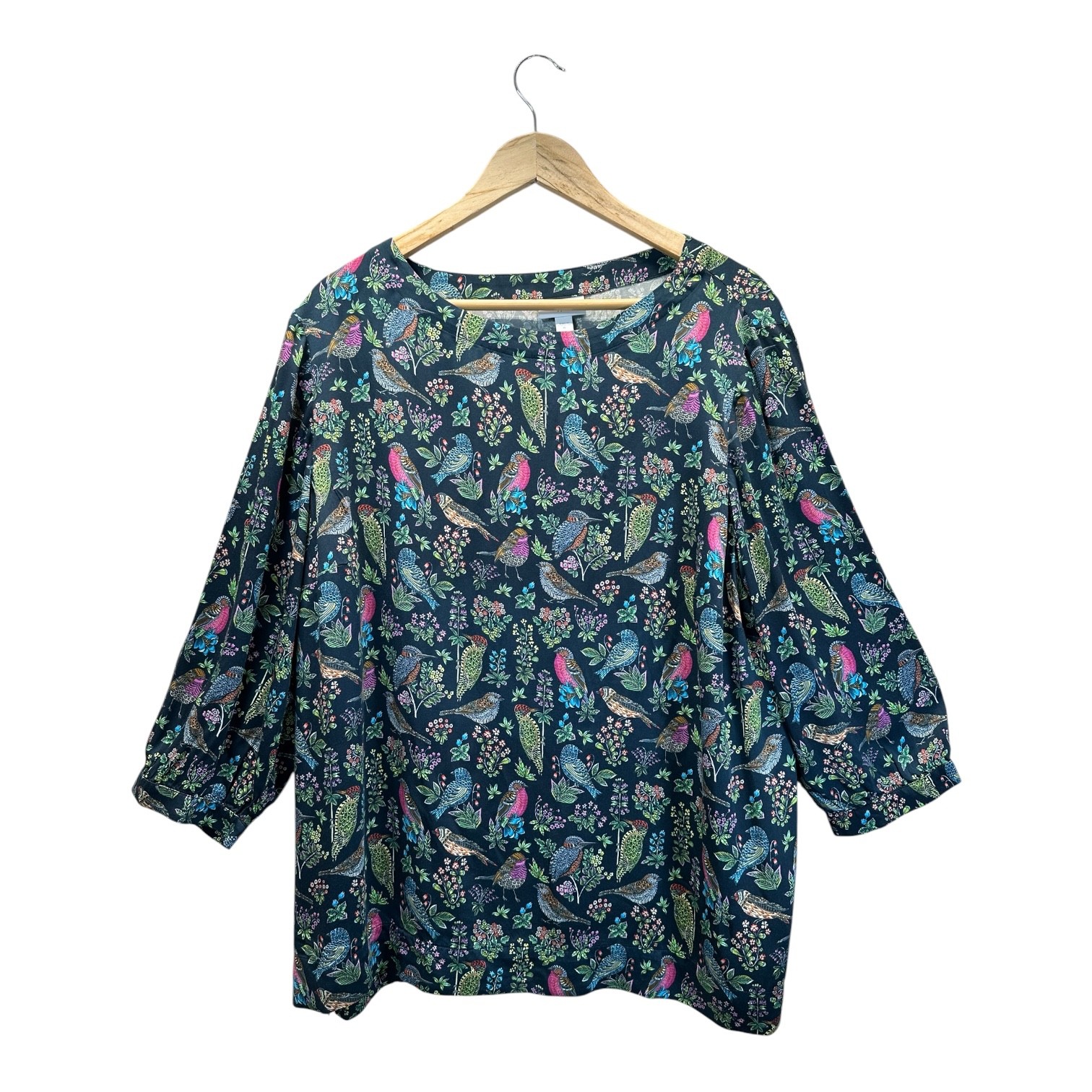 J. Jill Size-XL Women Tunic Top Bird Botanical Print Lenzing Viscose