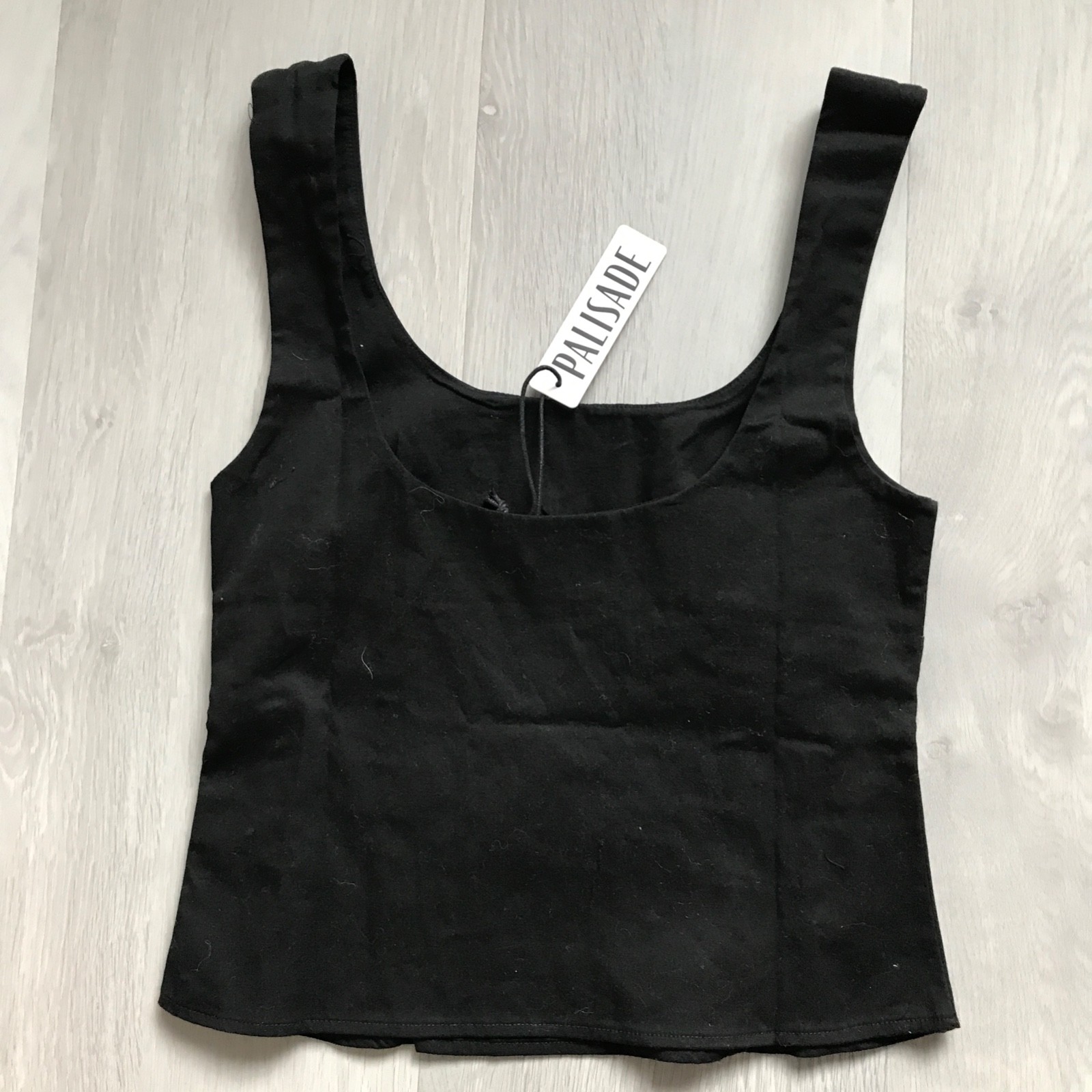 Palisade Black Tank Top Small Scooped Neck Line SIde Zip Peplum Basic Blank