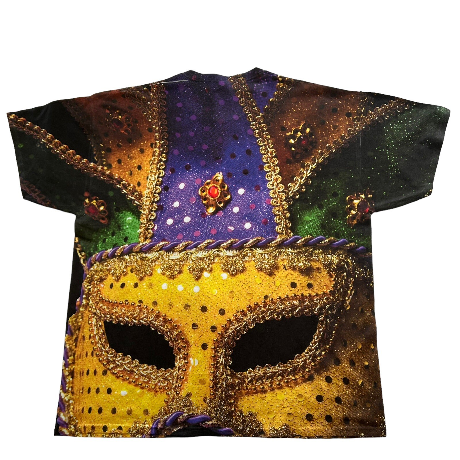 Mardi Gras Mask All Over Womens T Shirt Jerzees Dri-Power Sport 2XL Womans