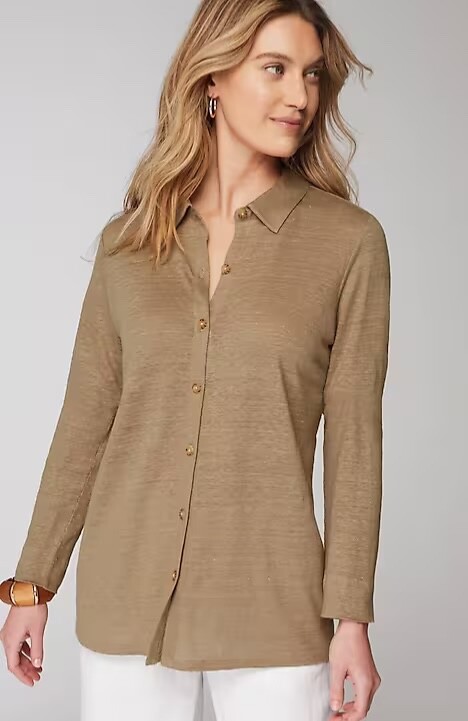 J.Jill ~ 4X ~ NEW Excellent Linen-Knit Shirt ~ Coconut Shell ~ NWT (1A3)