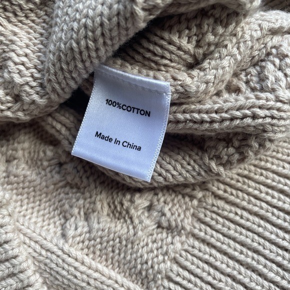 EVEREVE Cable Knit Cotton Tank Top Oatmeal Beige Size XS Fisherman Minimalist