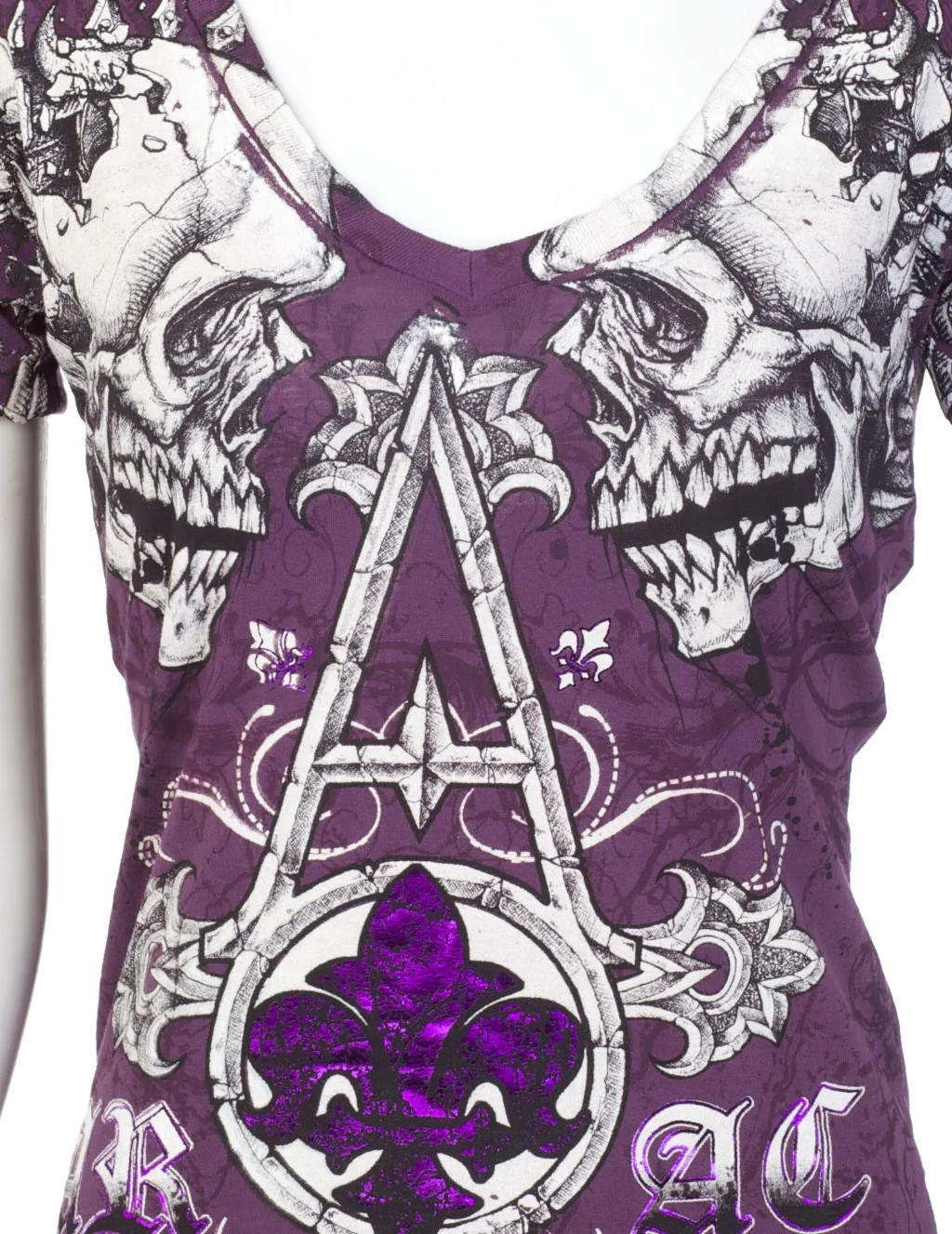 Archaic by Affliction Women’s T-shirt Tall Tale Biker Tattoo