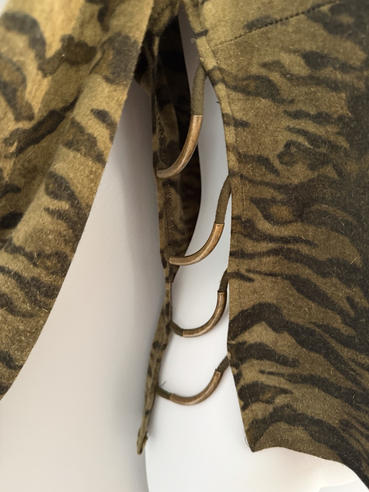 Vtg JOSEPH RIBKOFF Top 12 Wool/Rabbit Hair Animal Print Asymmetric Career