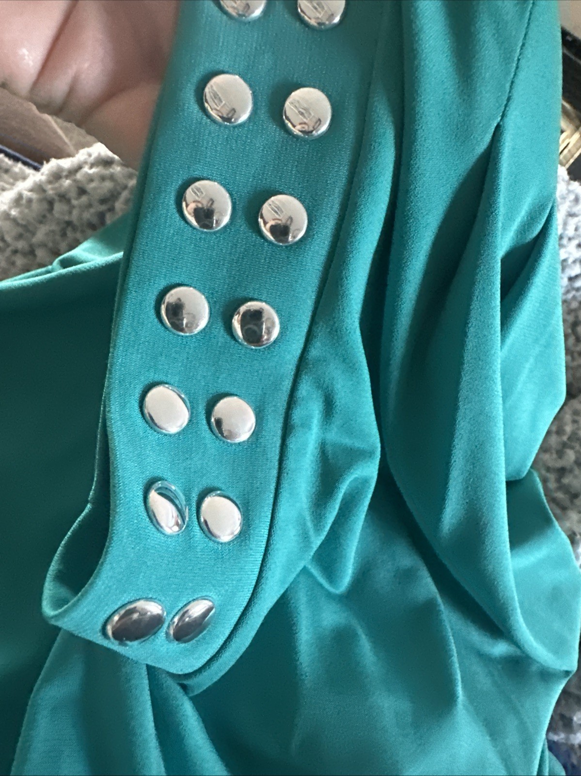 Michael Kors Dark Turquoise Studded Pleated Sleeveless Top Blouse Small EUC-MINT