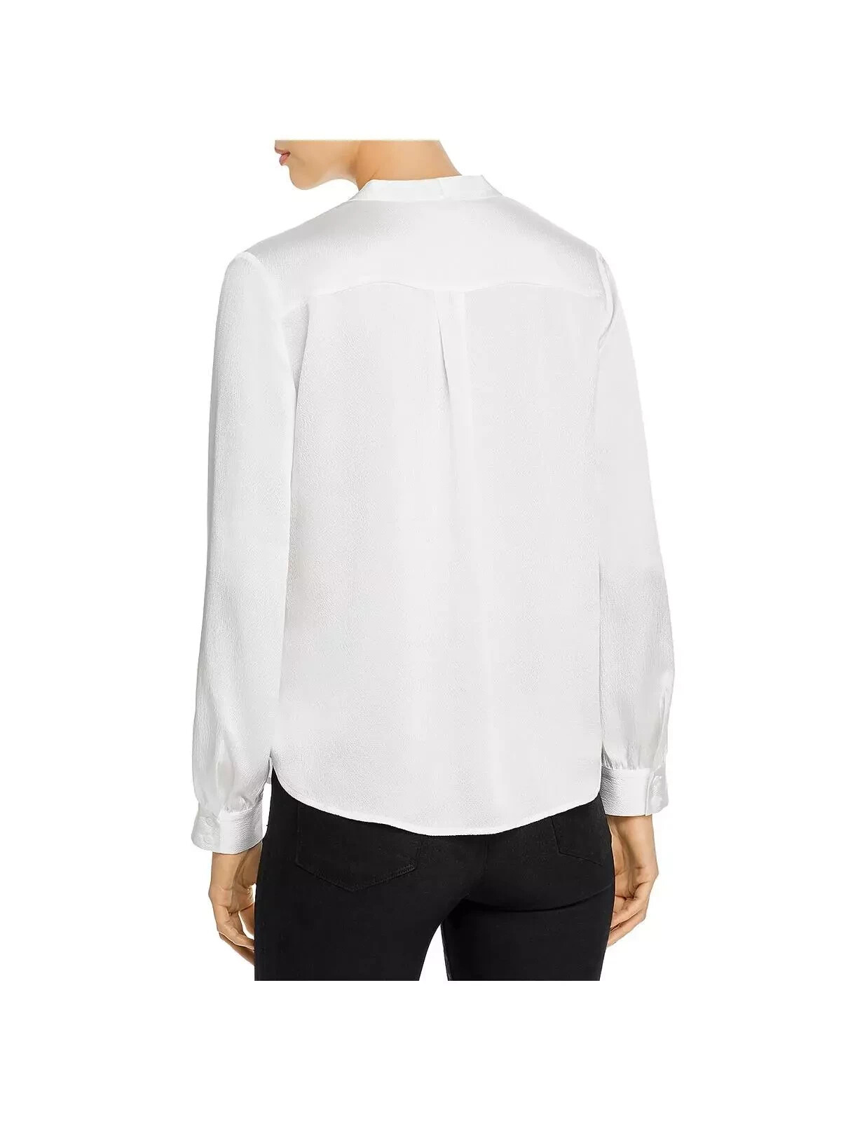NWT Eileen Fisher Ivory Hammered Silk Sateen V-Neck Shirt Blouse $328 2X