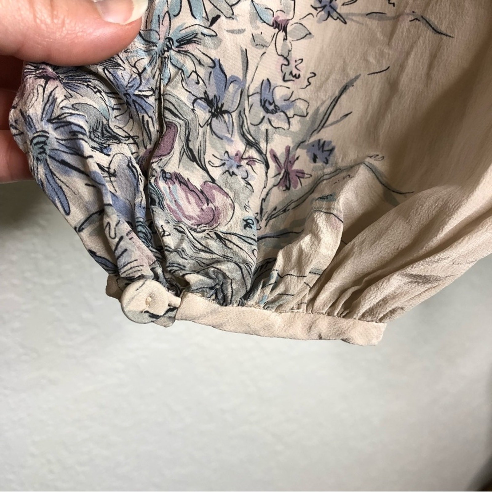 Rebecca Taylor pale pink purple floral scoop neck silk top size 4