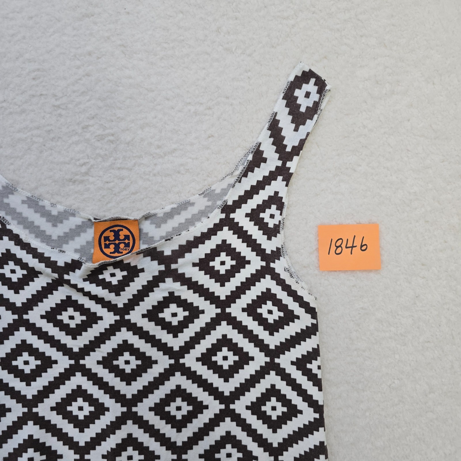 Tory Burch Brown and White Aztec Tank Top Size Small Rayon Spandex Hand Wash