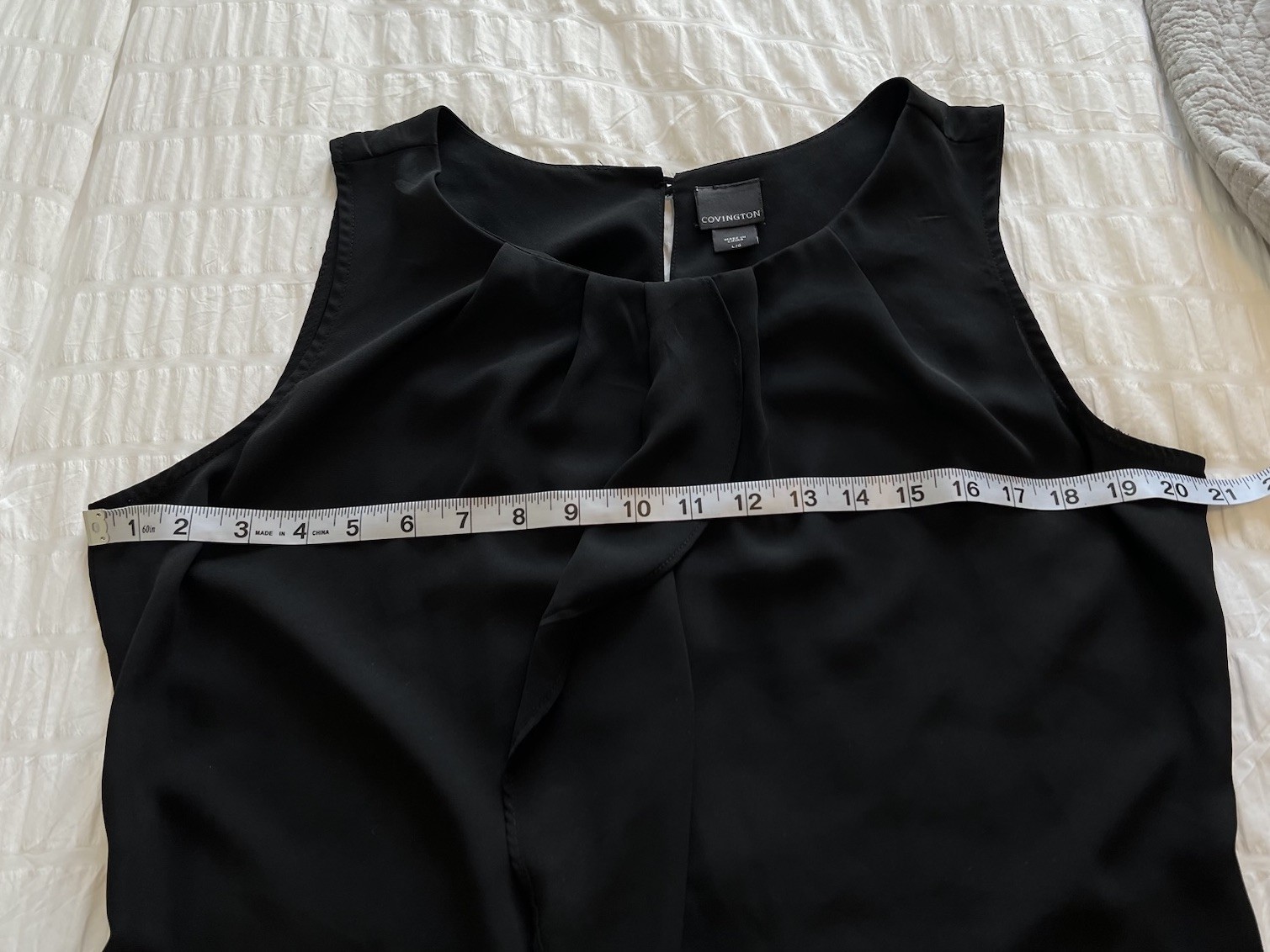 Covington Size L Womens Black Career Ruffle Sleeveless Pullover Blouse