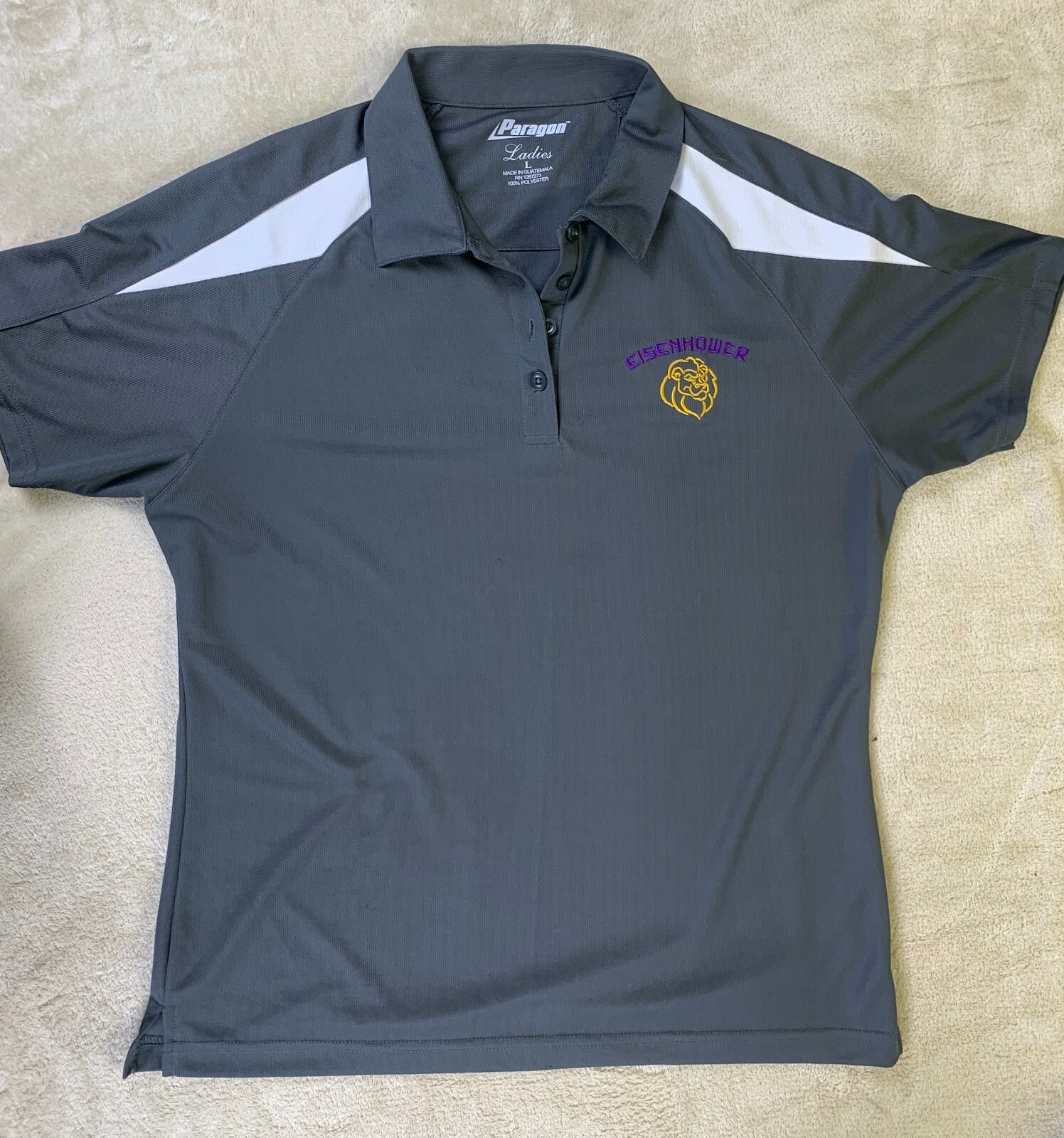 Polo Eisenhower 100% Polyester Gray/White/Purple/Yellow Women’s Large Lion Icon