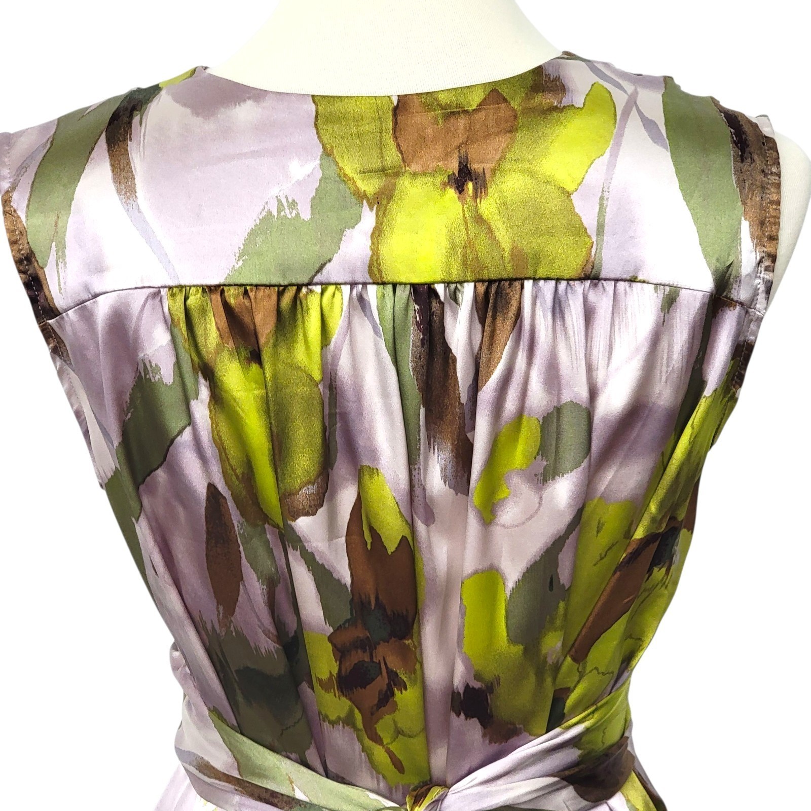 Simply Vera Vera Wang Top 8 Satin Tie Waist Forest Fairy Watercolor Sleeveless