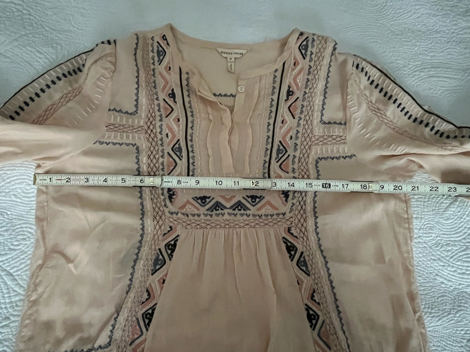 Rebecca Taylor size 10 Esme ballet combo cotton embroidered boho top