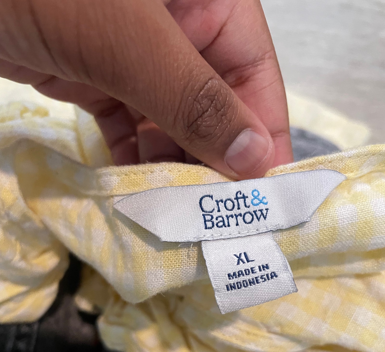Croft & Barrow Women’s Gingham Blouse Size XL Yellow Flutter Sleeve