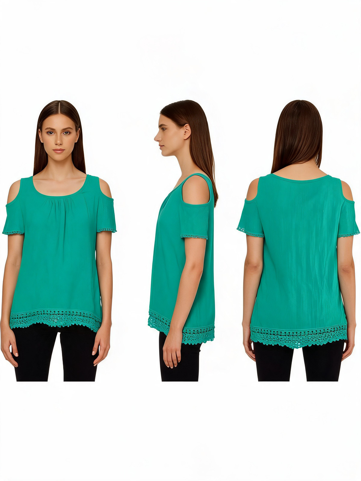 French Laundry Women’s Apparel Top Cotton/Polyester/Spandex Blend Solid Teal Siz