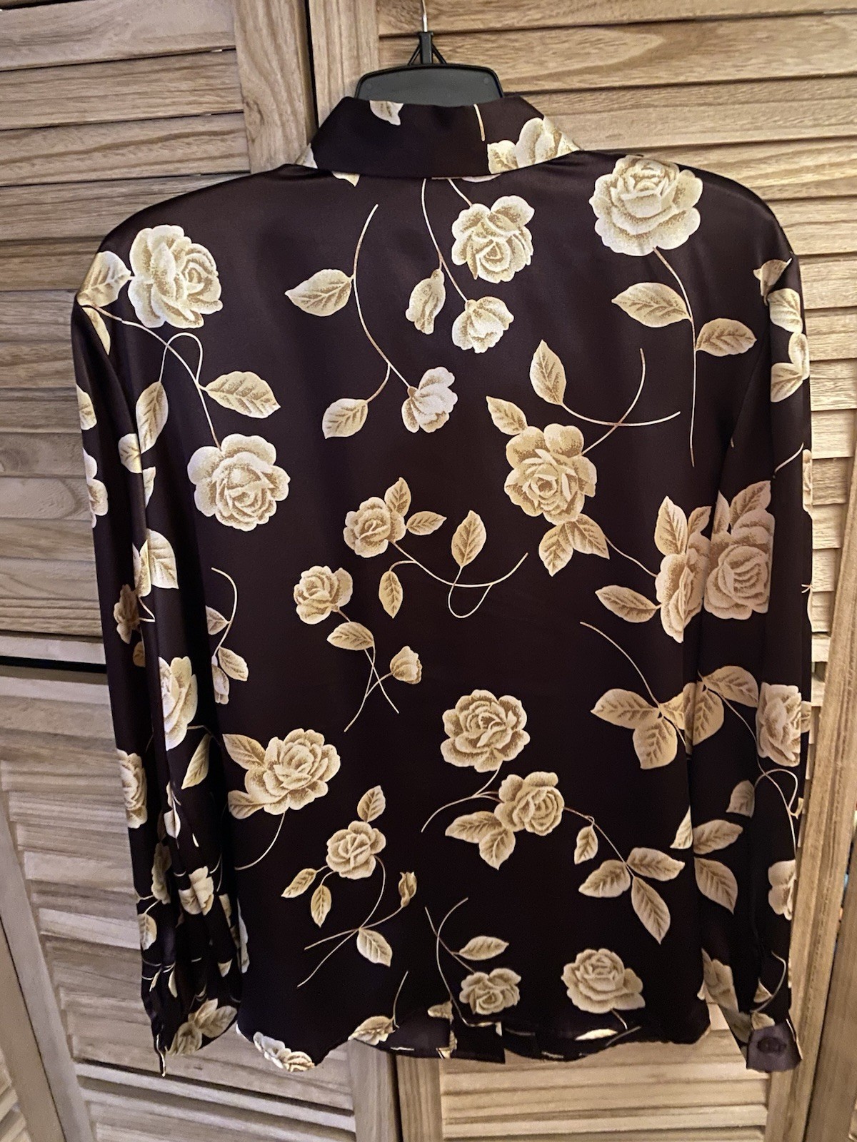 LAUREN ALEXANDRA Women’s Size 14 Dressy Blouse Shiny Floral Long Sleeve Button