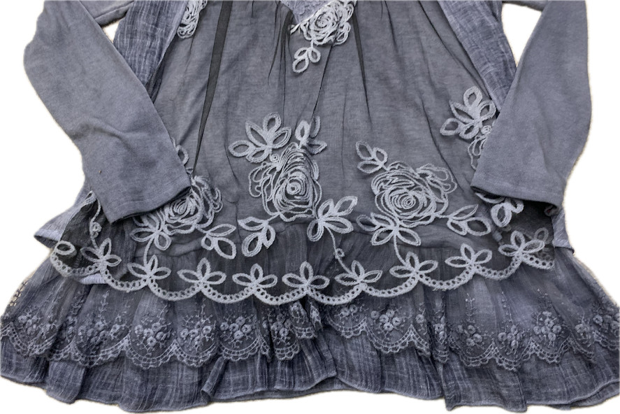 Feratelli Boho Grunge Peasant Embroidered Blue Lace Layered Tunic Top NWOT Small