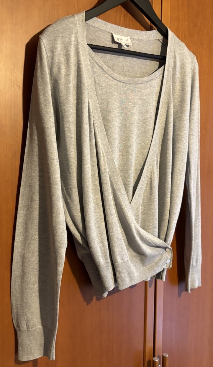 agnes b – 70% Silk Vest And Crossover Cardigan Set Size 1