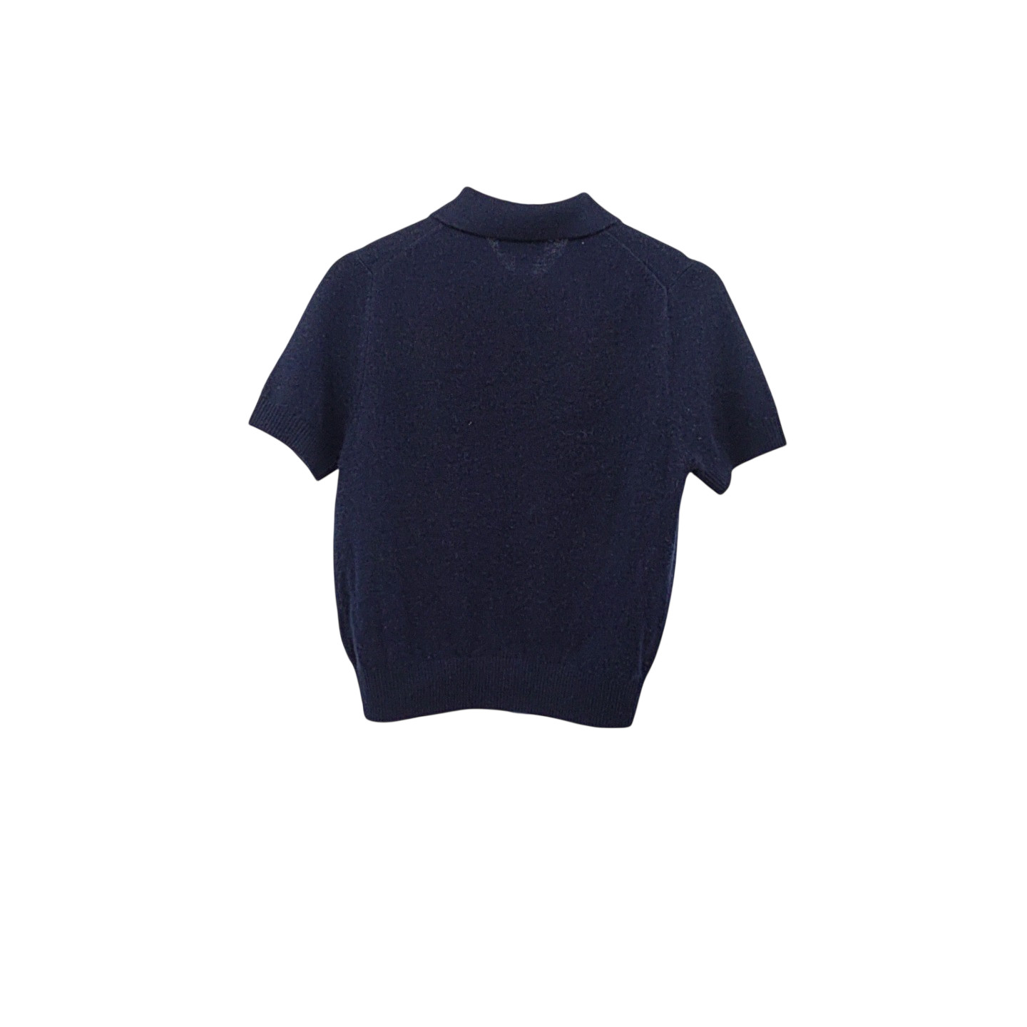 Quince Mongolian Cashmere Short Sleeve Polo TRUE Navy Sleeved Top M