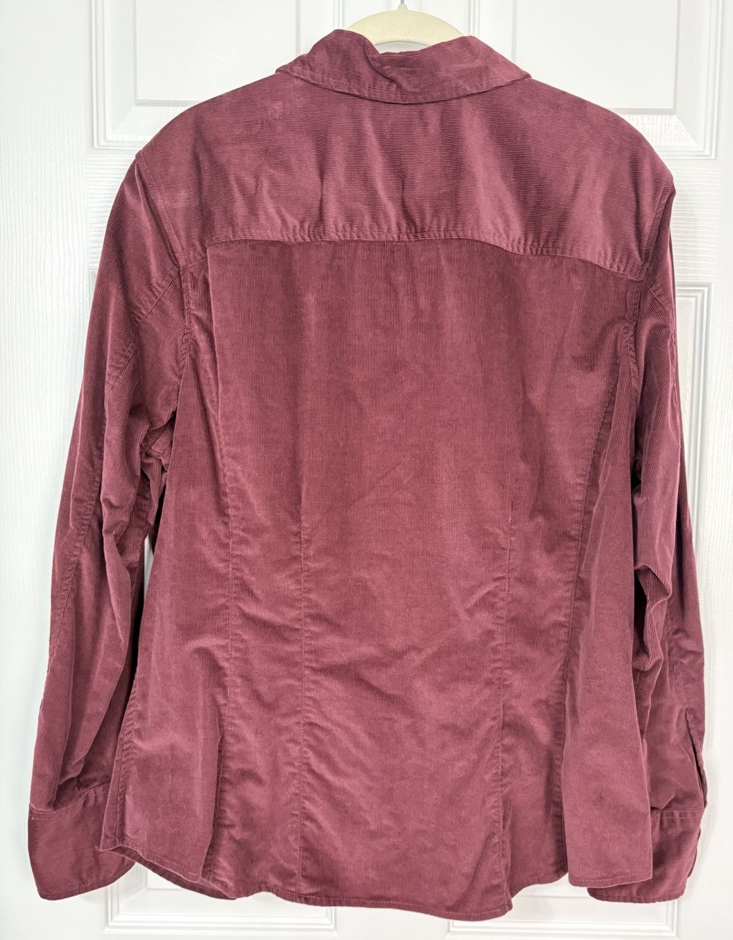 Eddie Bauer Women’s Corduroy Blouse Sz XL Maroon Red Casual Comfort Classic
