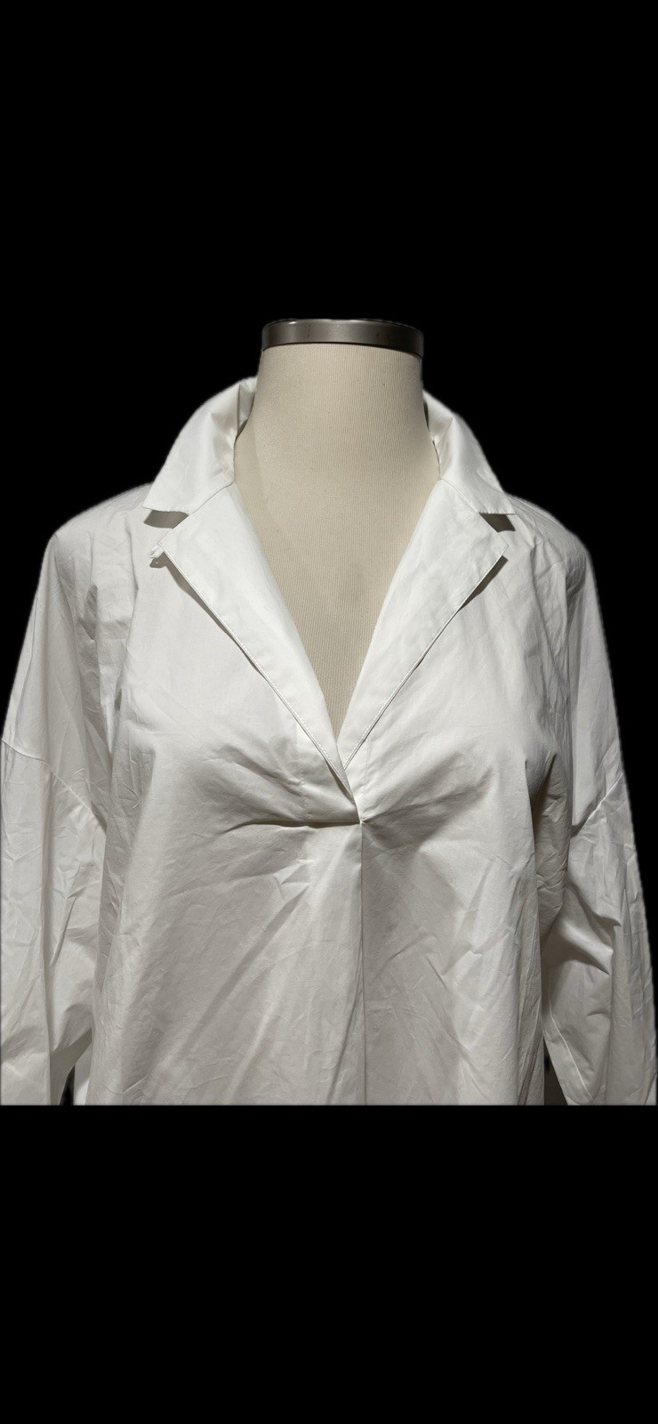 MARINA RINALDI SPORT WHITE POPOVER COTTON BLOUSE TUNIC US-20 NWT