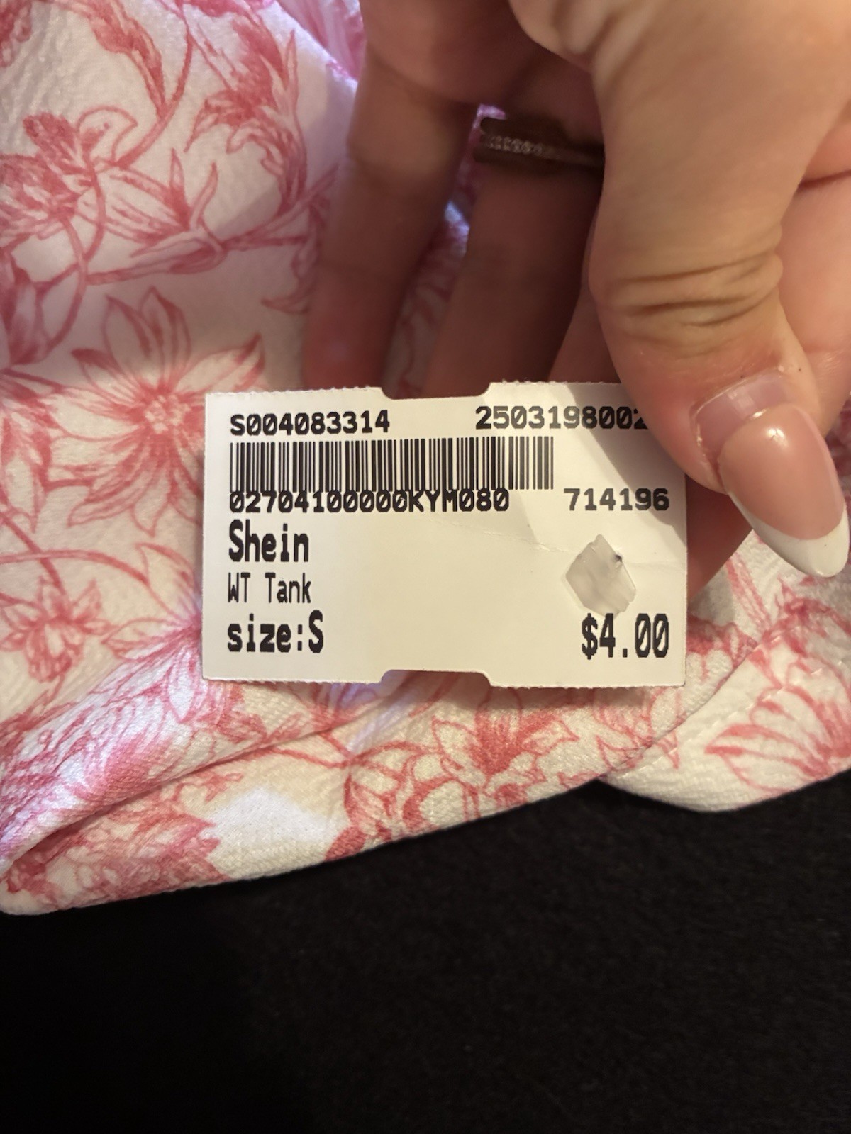 Shein Women’s Strapless Tube Tank Top Floral Pink/White Size S Regular