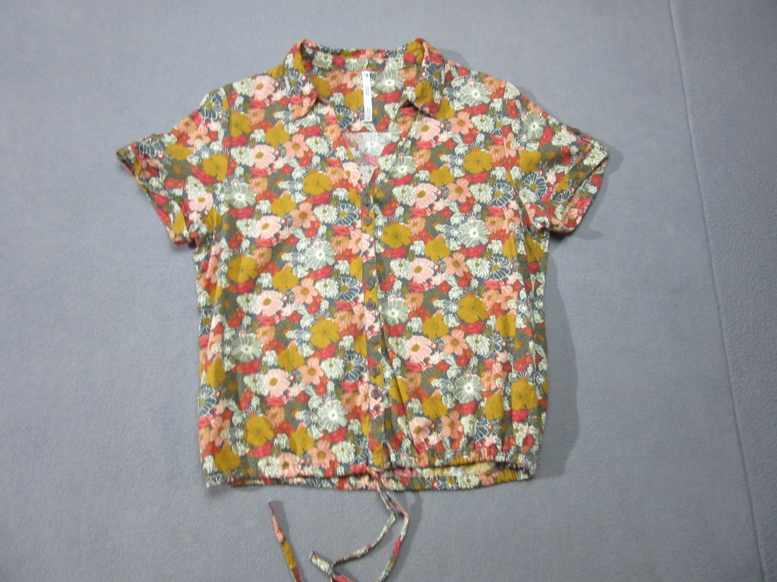 Kuhl Shirt Womens Small Multicolor Floral Liliana Drawstring Hem Button Up