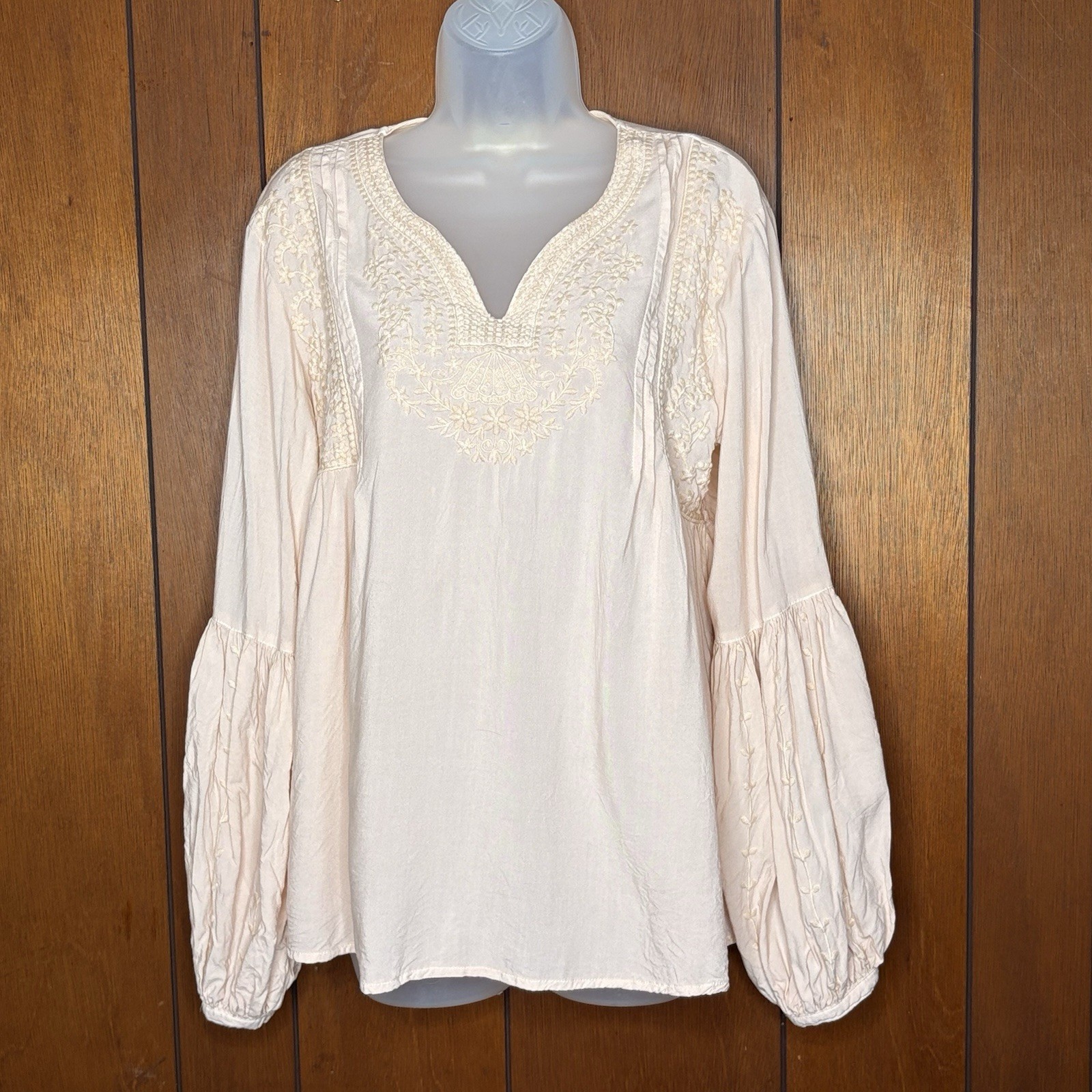 Solitaire Peasant Blouse Womens M Pink Boho Fairy Cottagecore Tunic Prairie