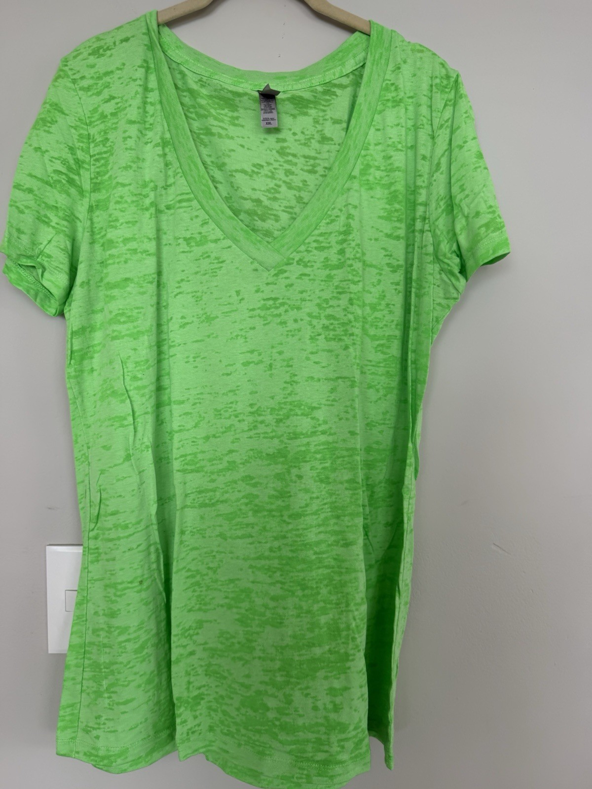 Women’s Lightweight Burnout Tee Top Next Level Soft Fabric Neon Green XXL NEW