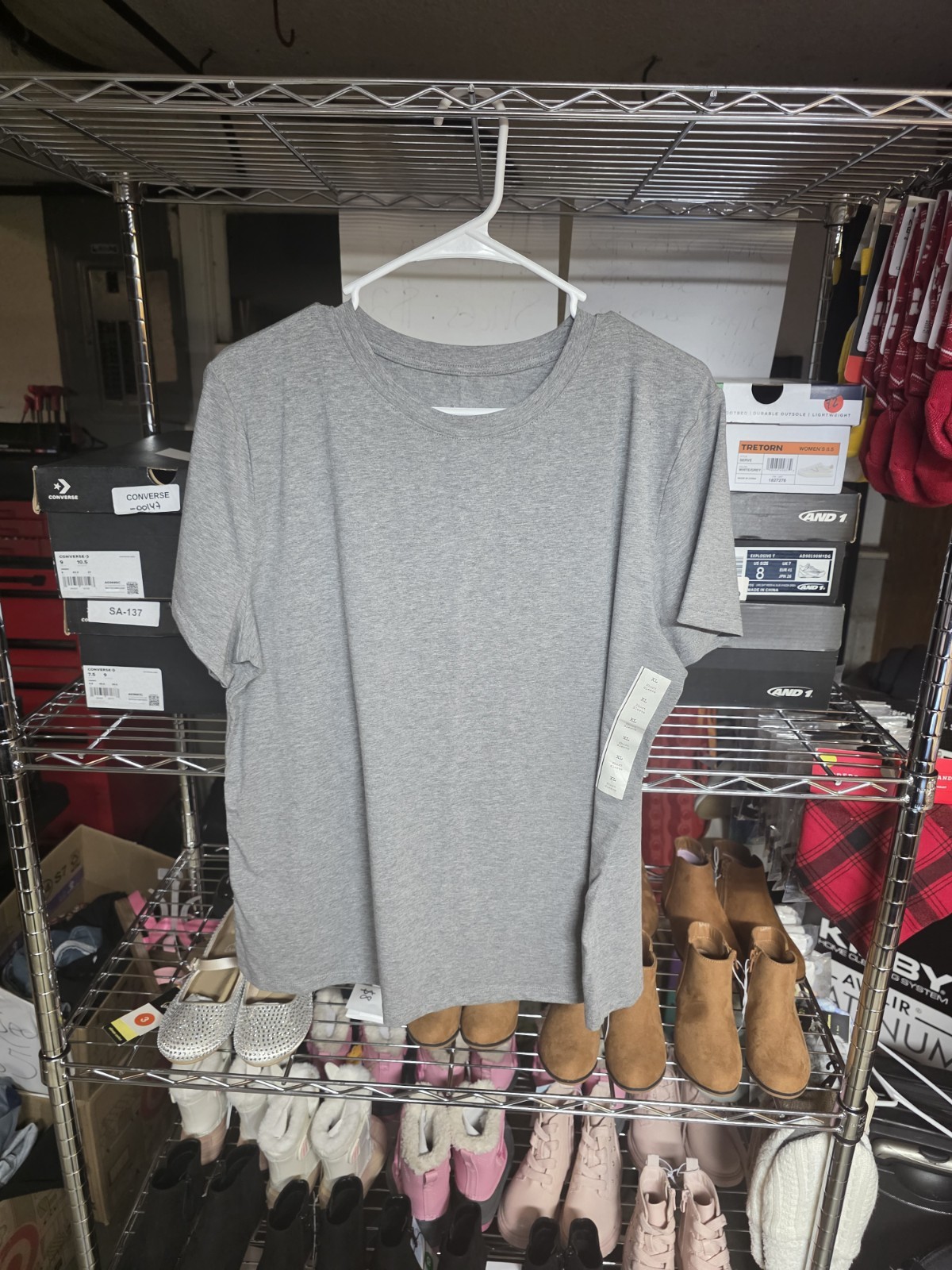 This heather gray short-sleeve crewneck t-shirt features a relaxed fit
