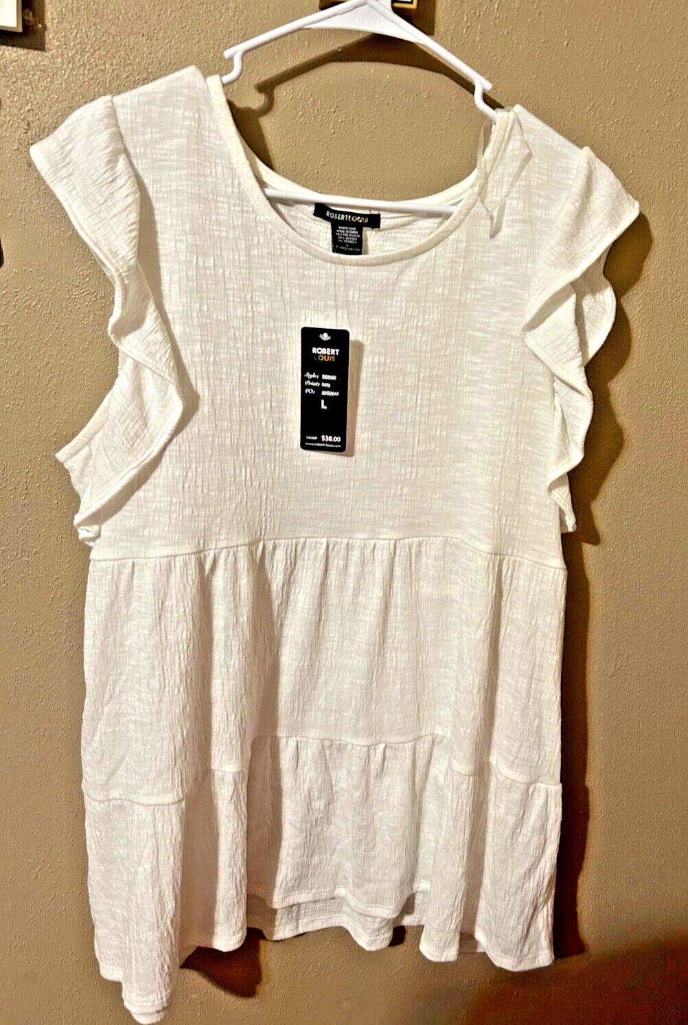 Robert Louis Brand Flowy Ladies Ivory Top New with Tags Size Large Style SB3682