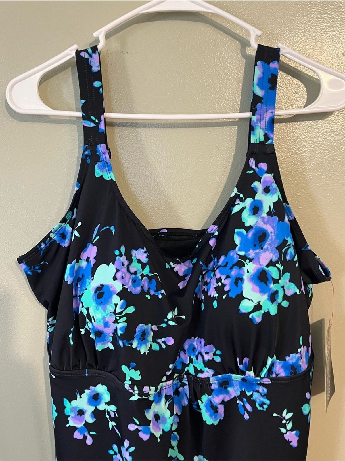 Swimsuit For All Womens Tankini Swim Top Blue Floral Size 20 NWT
