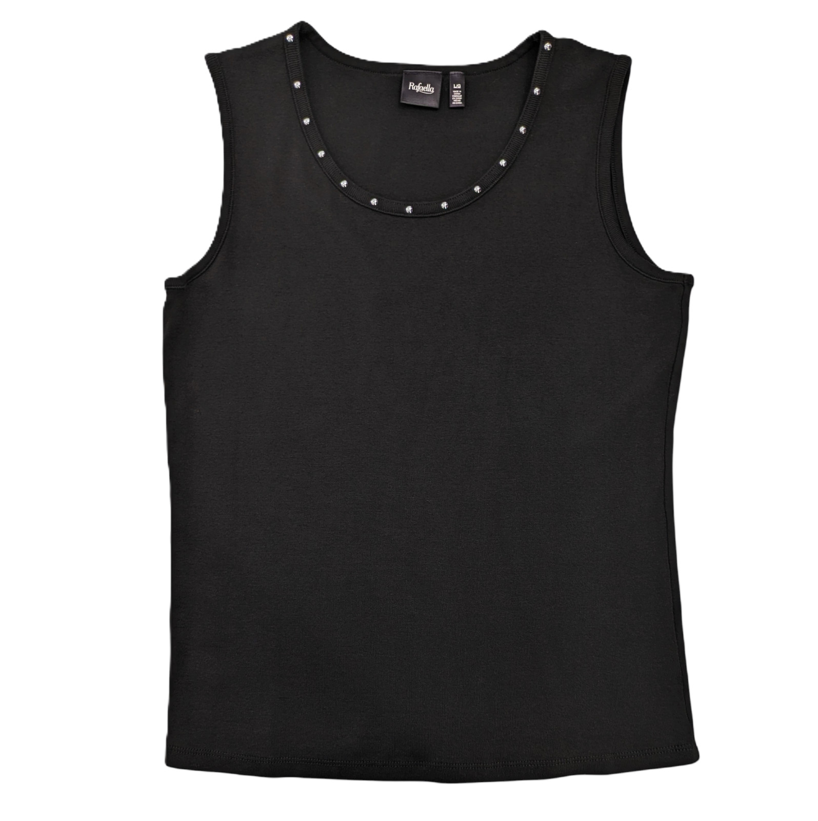 Black Studded Tank Top Womens L Cotton Knit Western Gothic 90s Minimalist Baddie