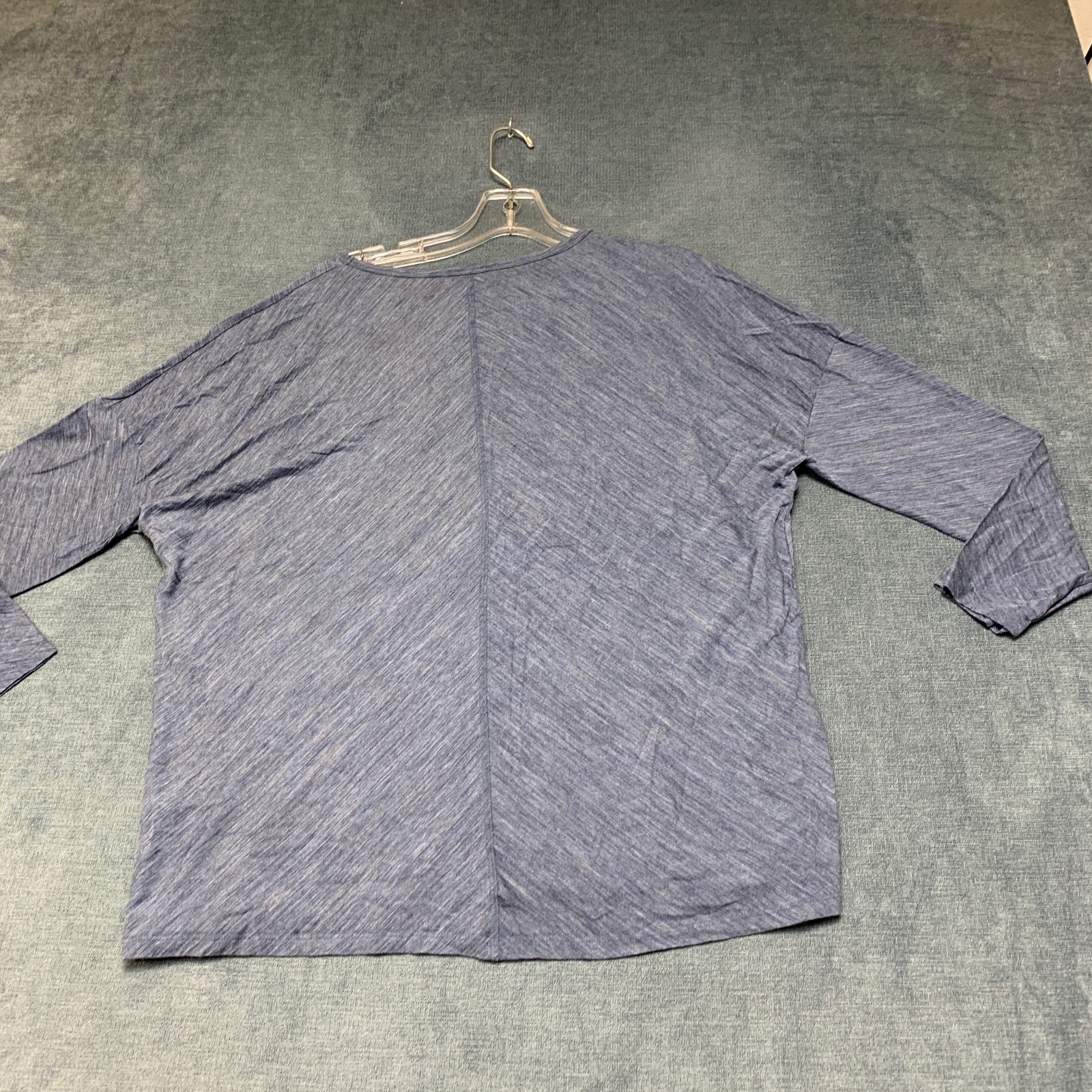 Massimo Dutti T Shirt Womens Medium Blue Marl Long Sleeve V-Neck Pullover