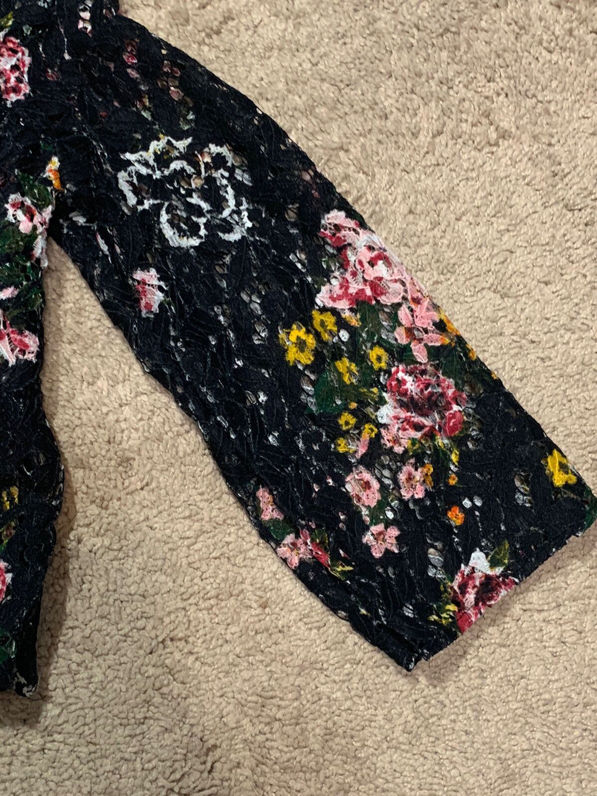 Hippie Laundry Womens Shirt Size Medium Multicolor Floral High Neck Lace