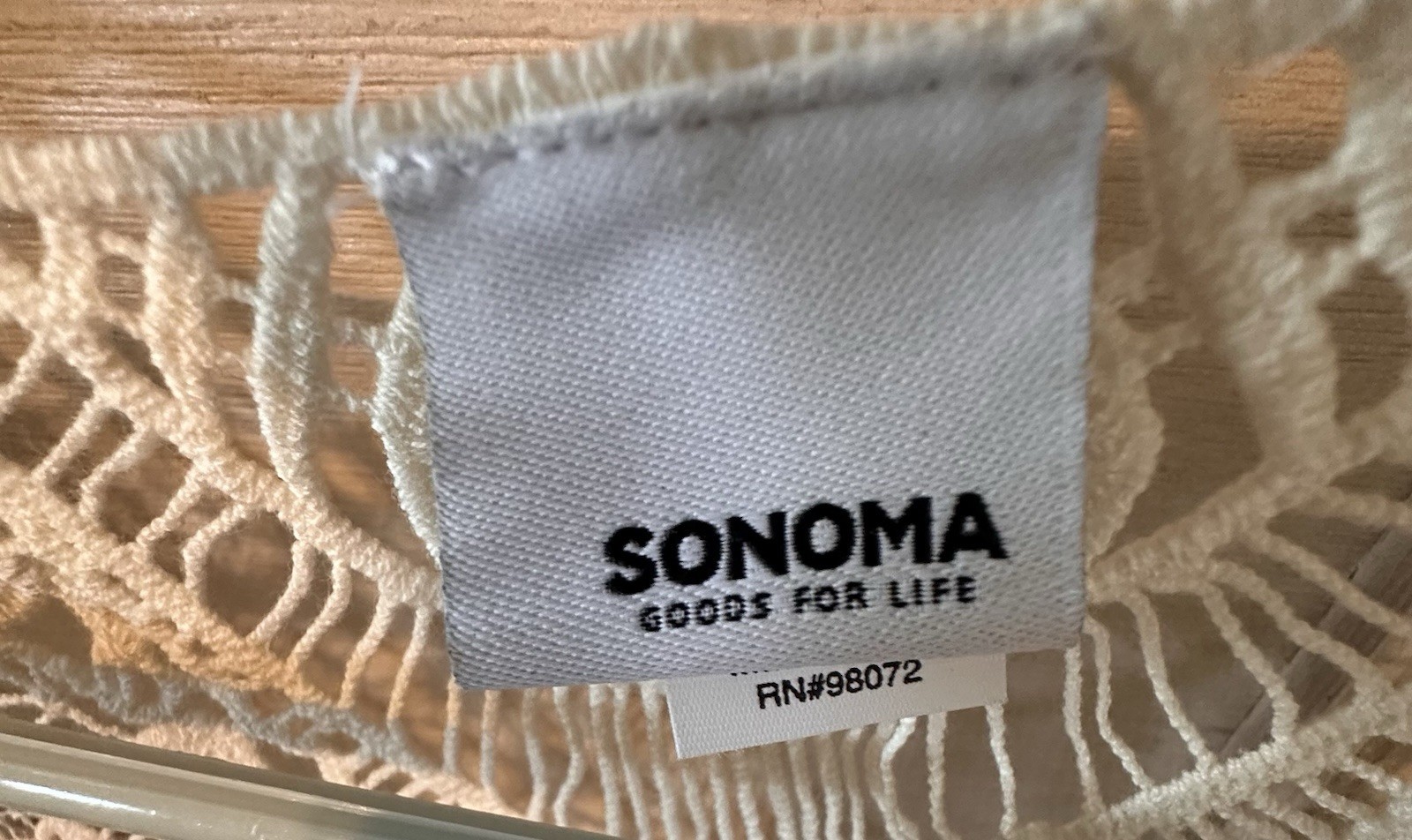 Sonoma Goods For Life Crochet Back Fringe Ruana One Size Boho Hippie