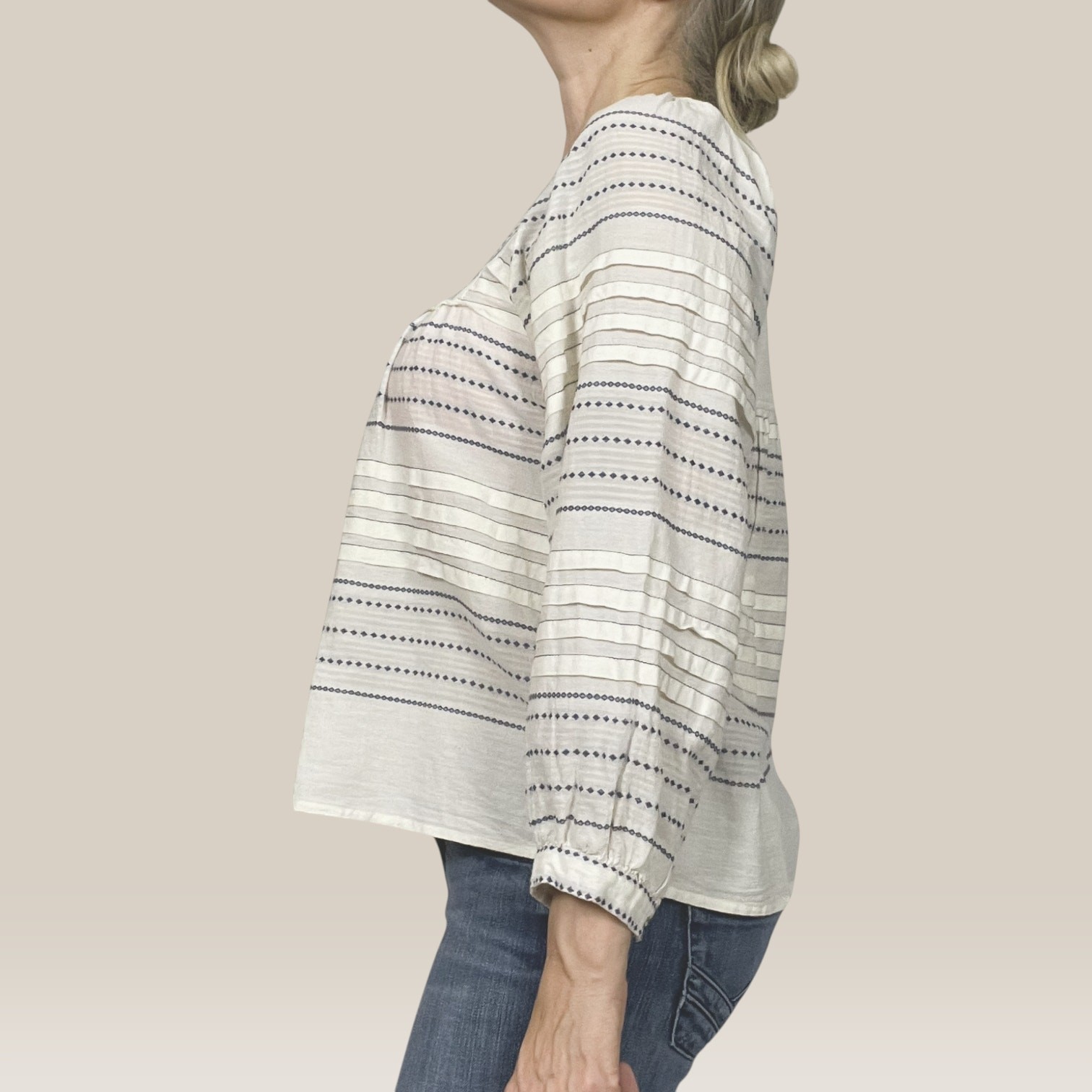 Velvet Graham Spencer Piper Paros Embroidered Peasant Blouse Tunic Cotton Small