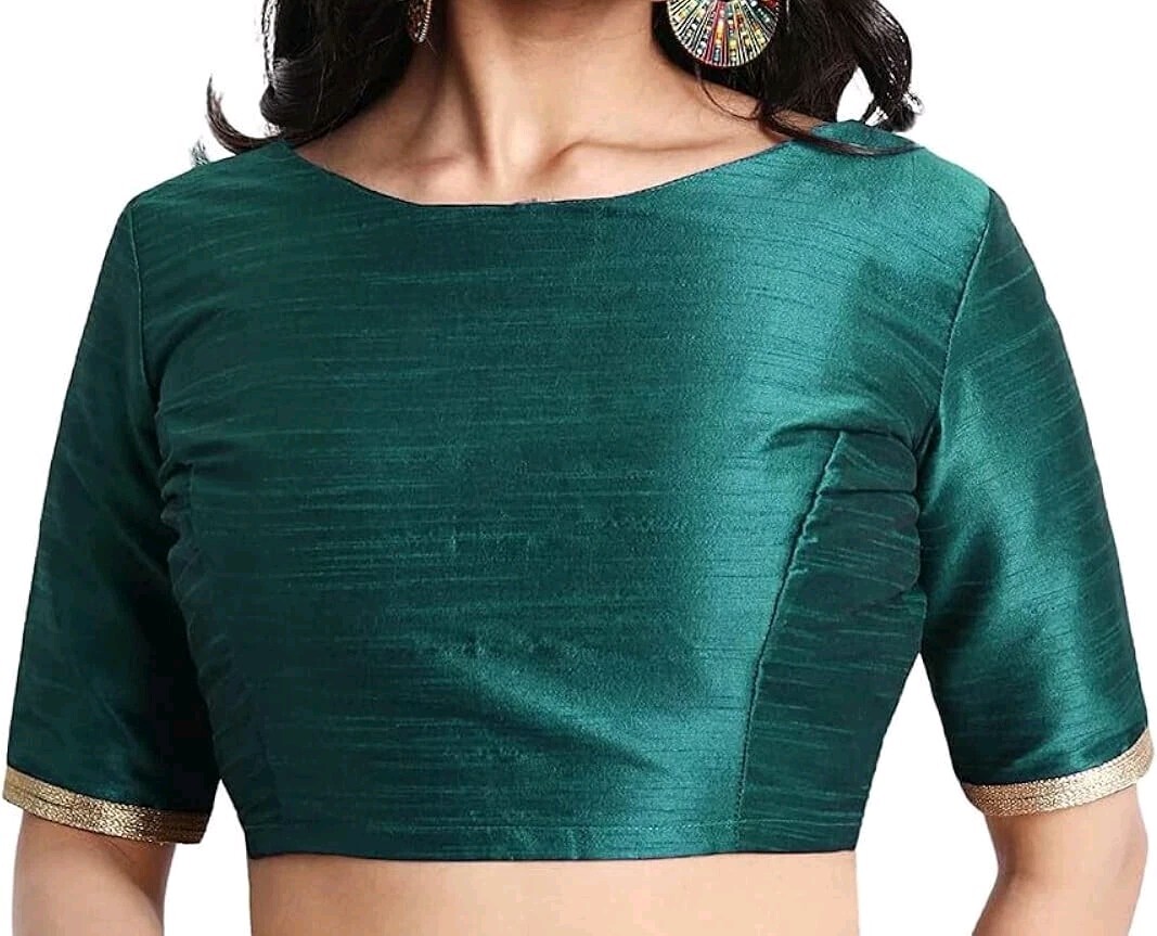 Indian Banarsi silk Boat Neck Back open party wear /House wear Saree Blouse