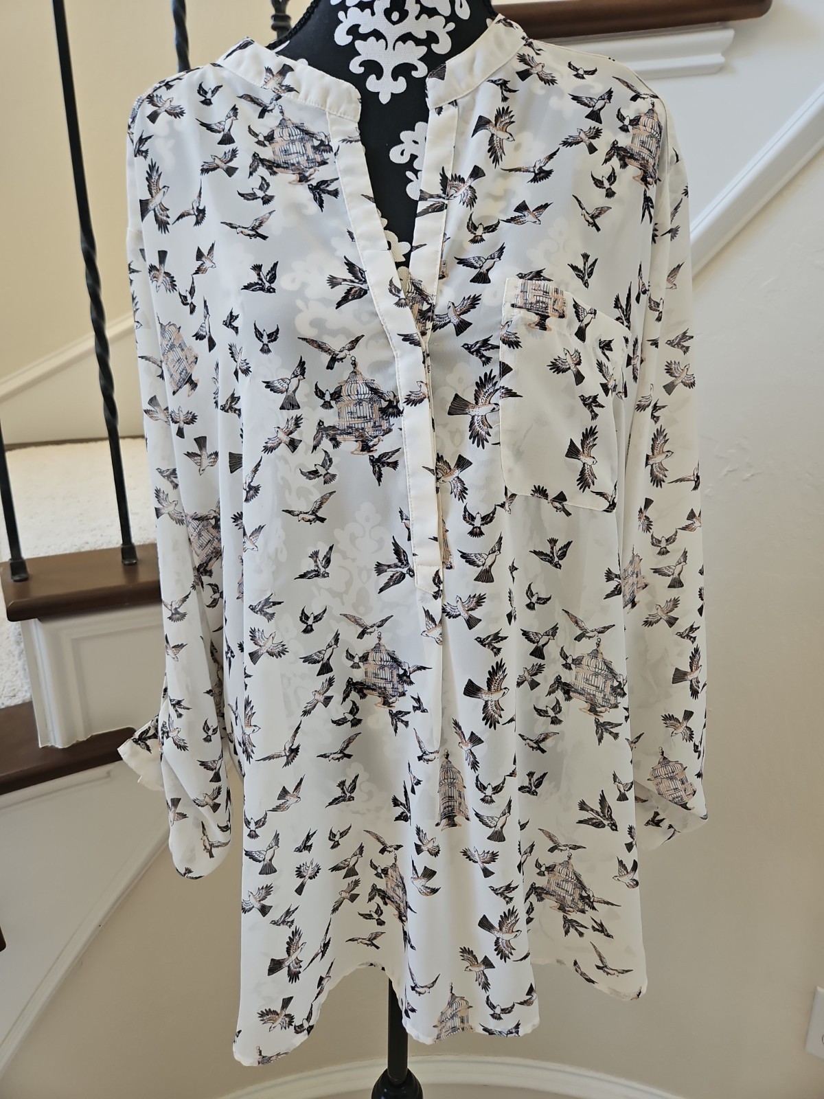 Roz And Ali Womens Bird Cage Sheer Tunic Size 3X