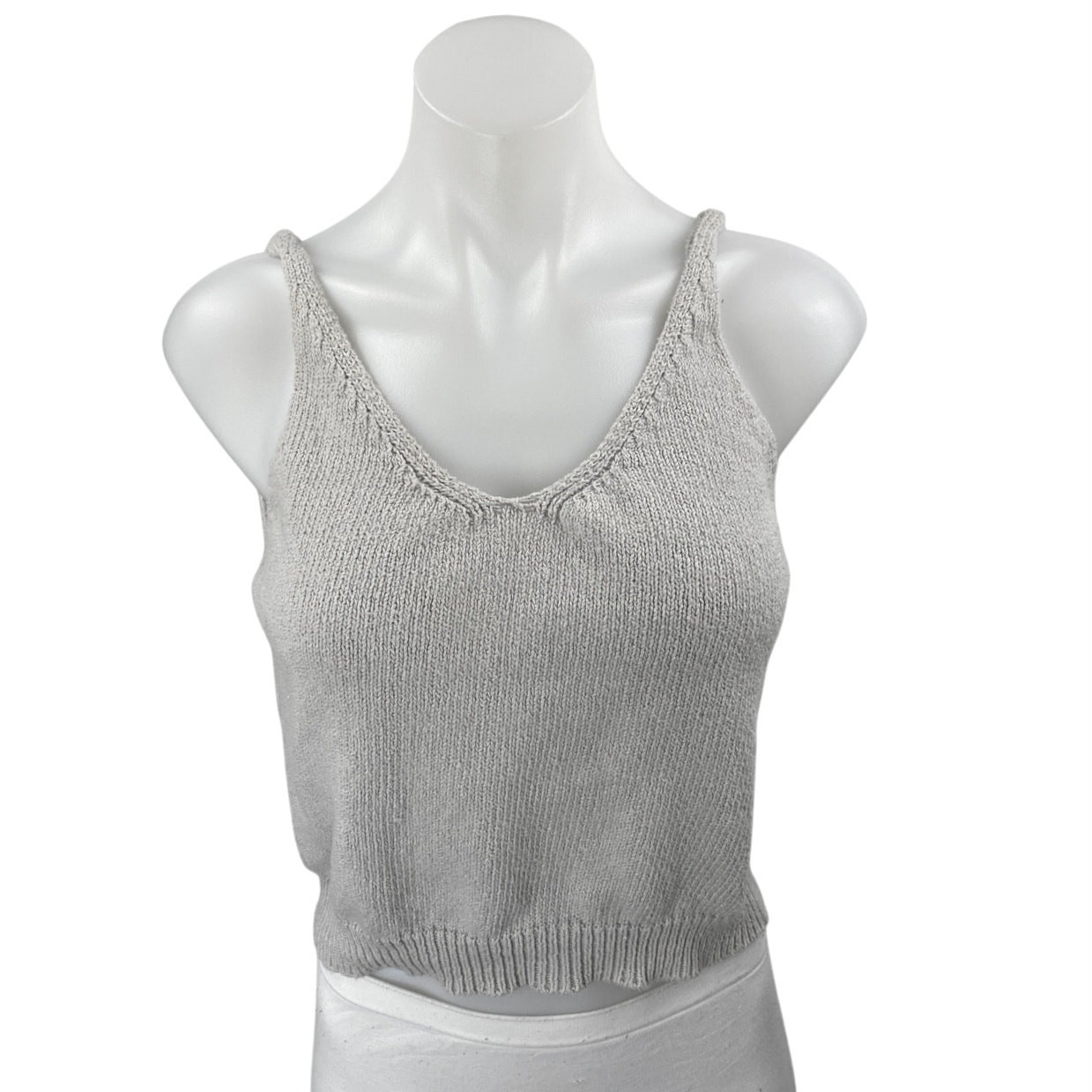 One Grey Day Women’s Gray Sleeveless Knit Cami Camisole Crop Tank Top Size S
