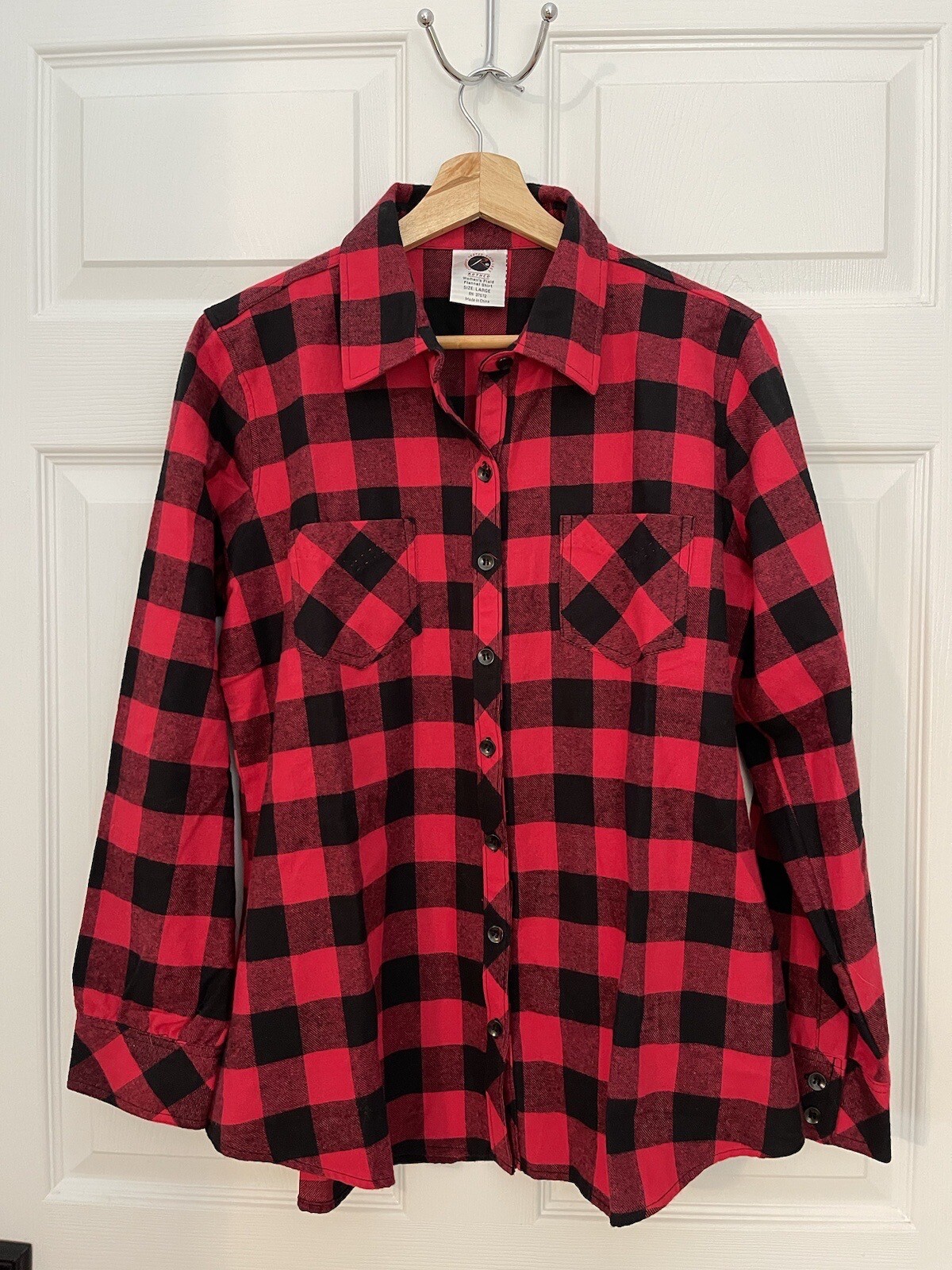 Rothco Womens L Red Black Buffalo Check Flannel Shirt Tactical Combat Brand