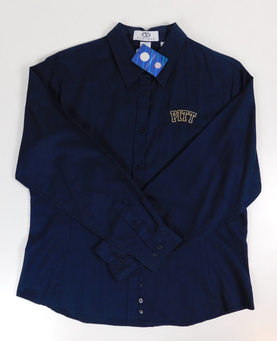Vantage Pittsburgh Panthers Womens Long Sleeve Button Top Size L