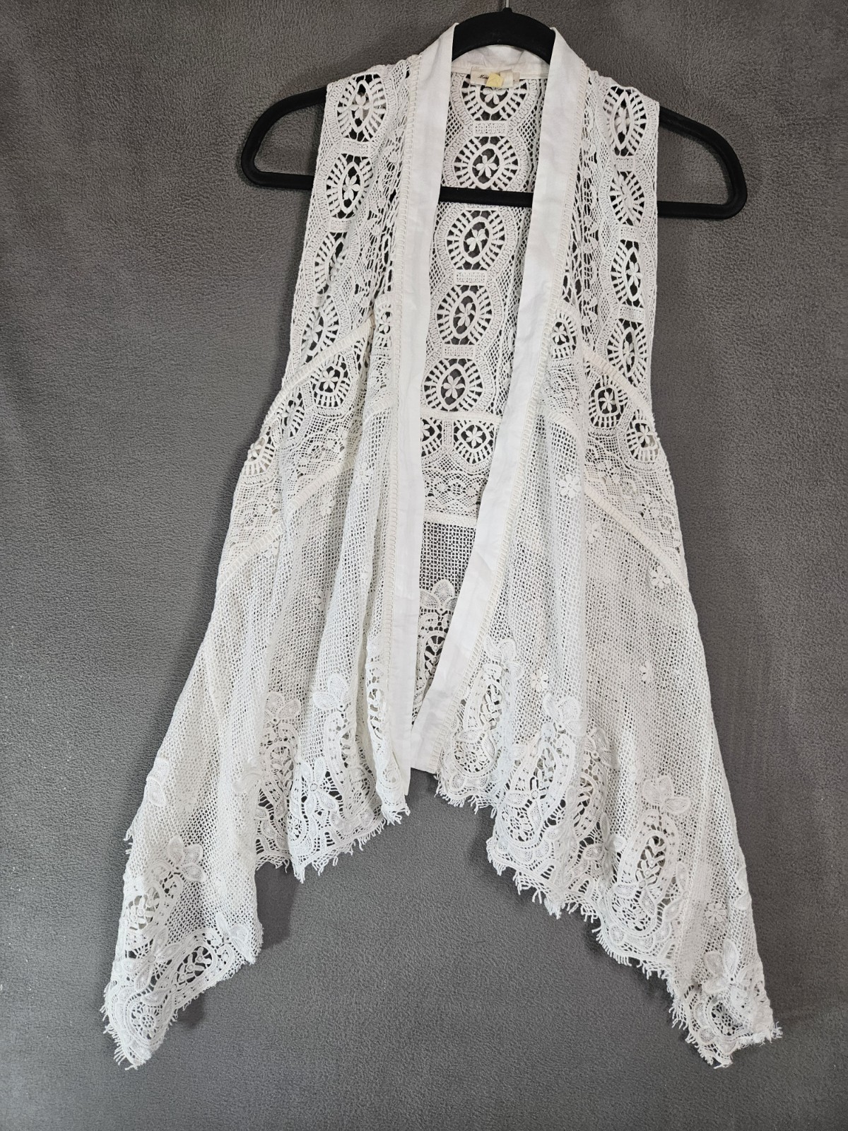 Anthropologie Draped Lace Vest by Meadow Rue Women XS / S Croquet Lagenlook