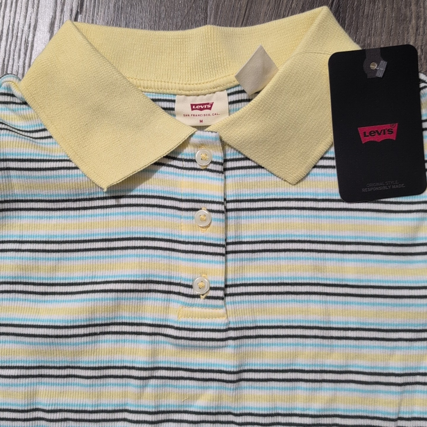Levi’s Women’s Jeni Cropped Polo T-Shirt Angel Blue/Green B4HP