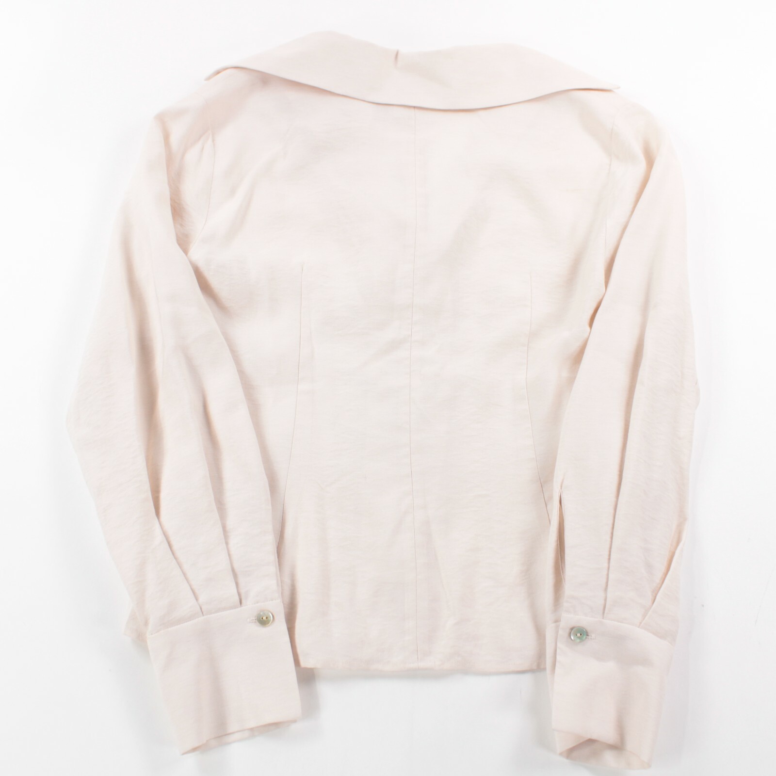 Vince NWT V Neck Collared Long Sleeve Top Front & Back Darts Size XS Solid Bone