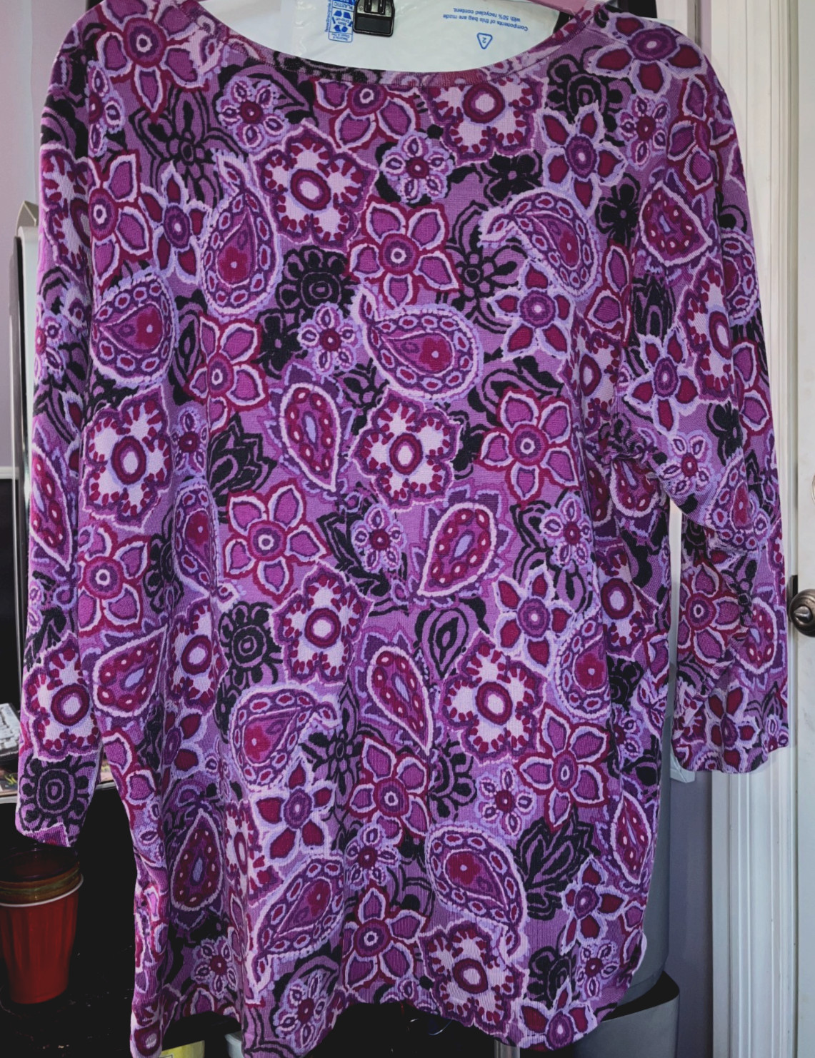NWOT 3X AUGUST SILK SHADES OF PURPLE VISCOSE SILK NYLON SWEATER TOP #JY05