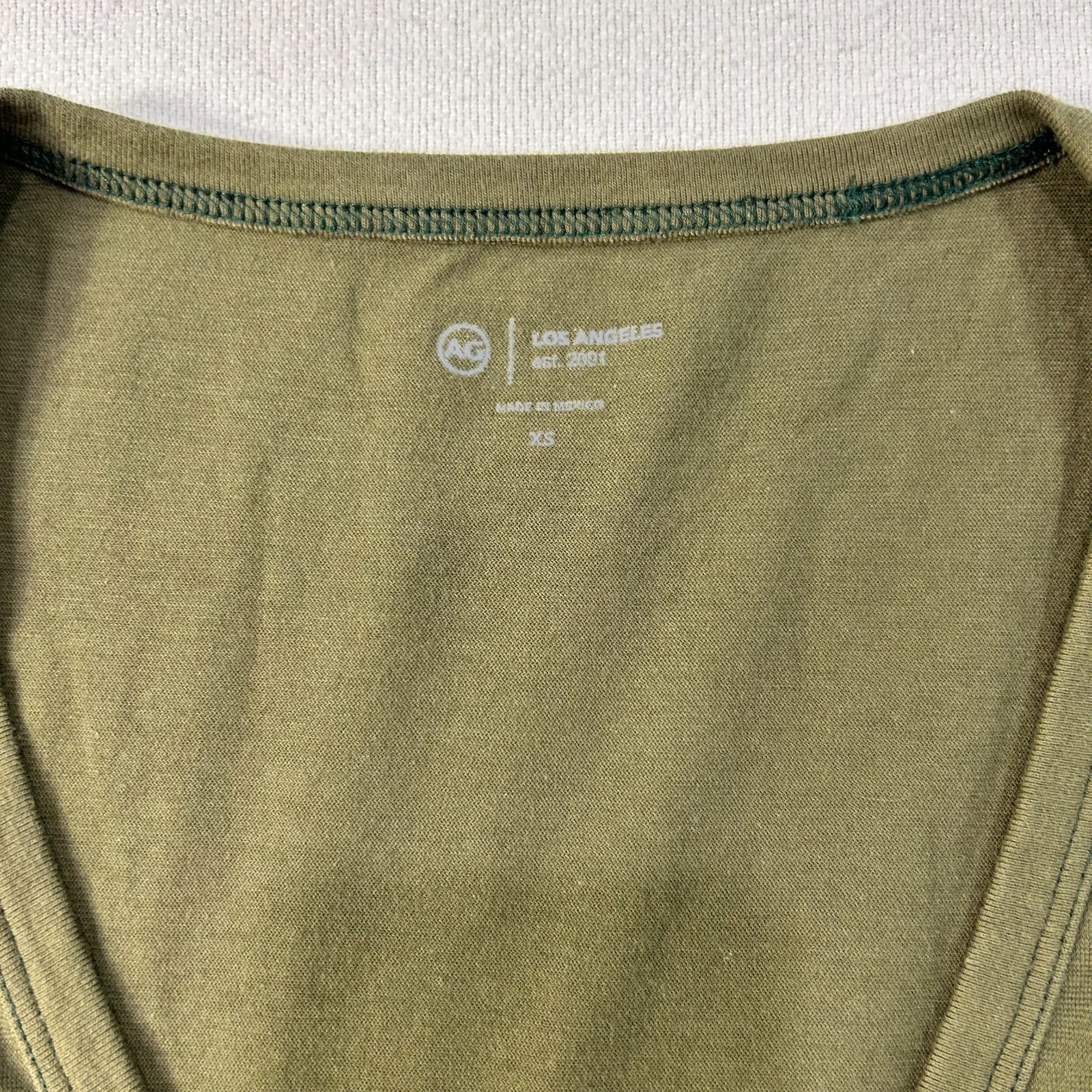 AG Adriano Goldschmied Olive Green Scoop Neck Tee Shirt Women’s XS NWT