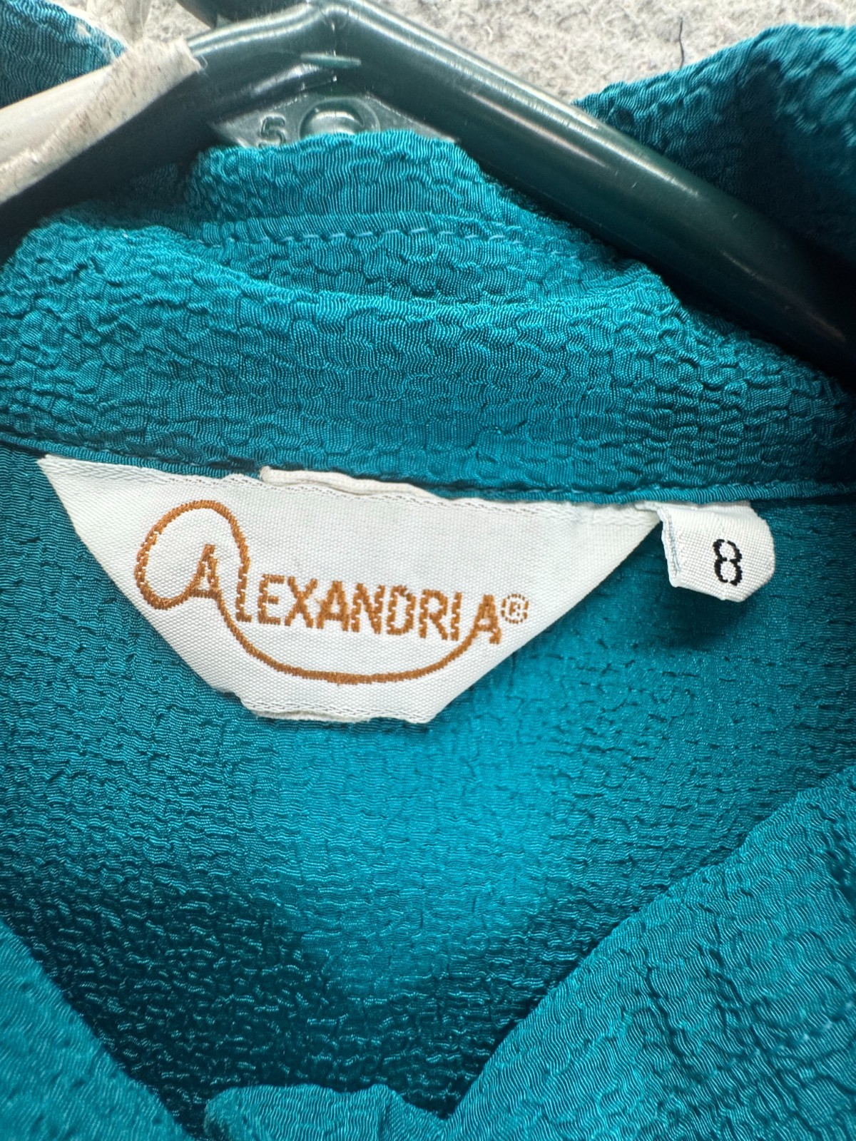 Alexandria Womens Long Sleeve Button Up Shirt Top Teal Blue Size 8
