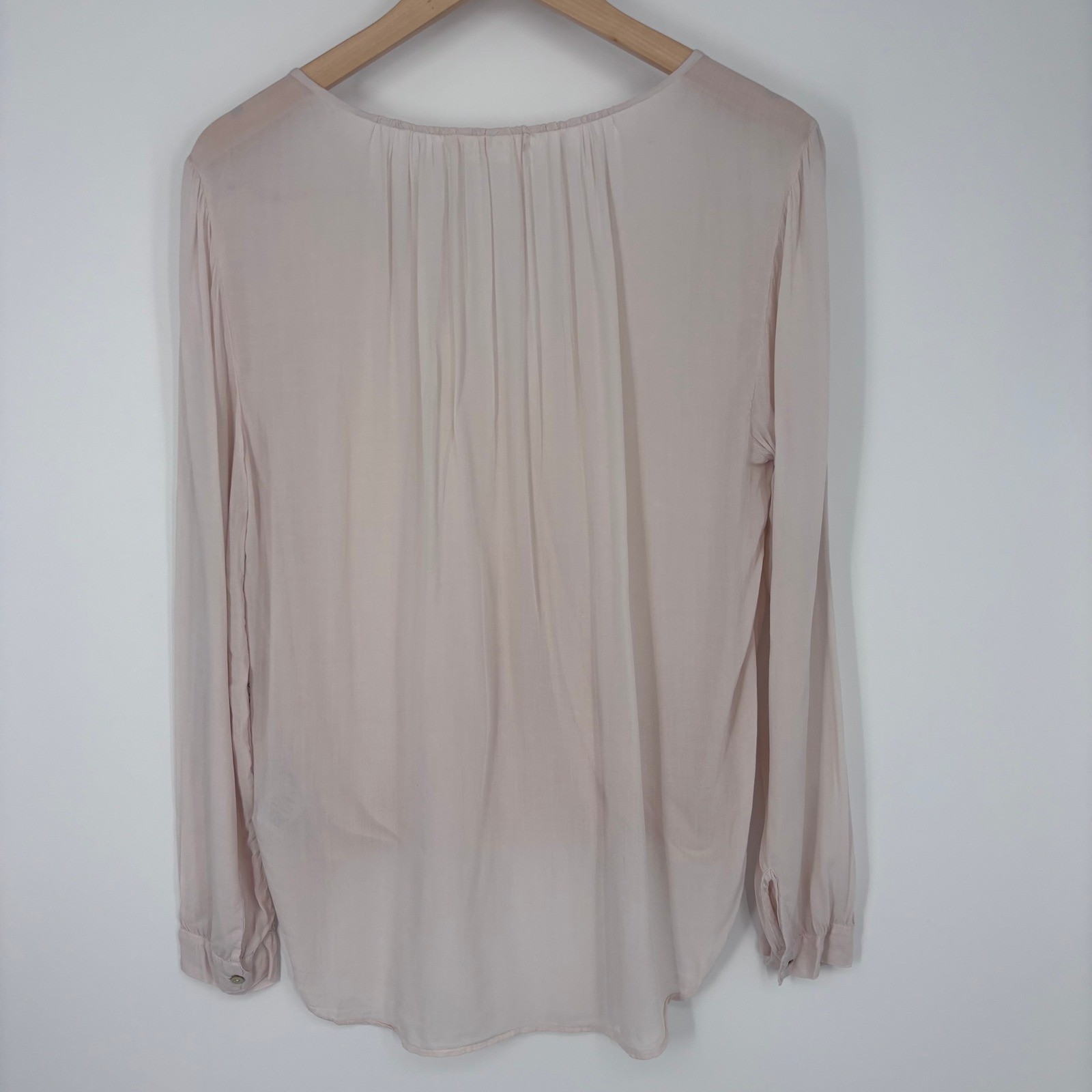Velvet by Graham & Spencer Blouse Womens S Pink Surplice V-Neck Long Sleeve Top