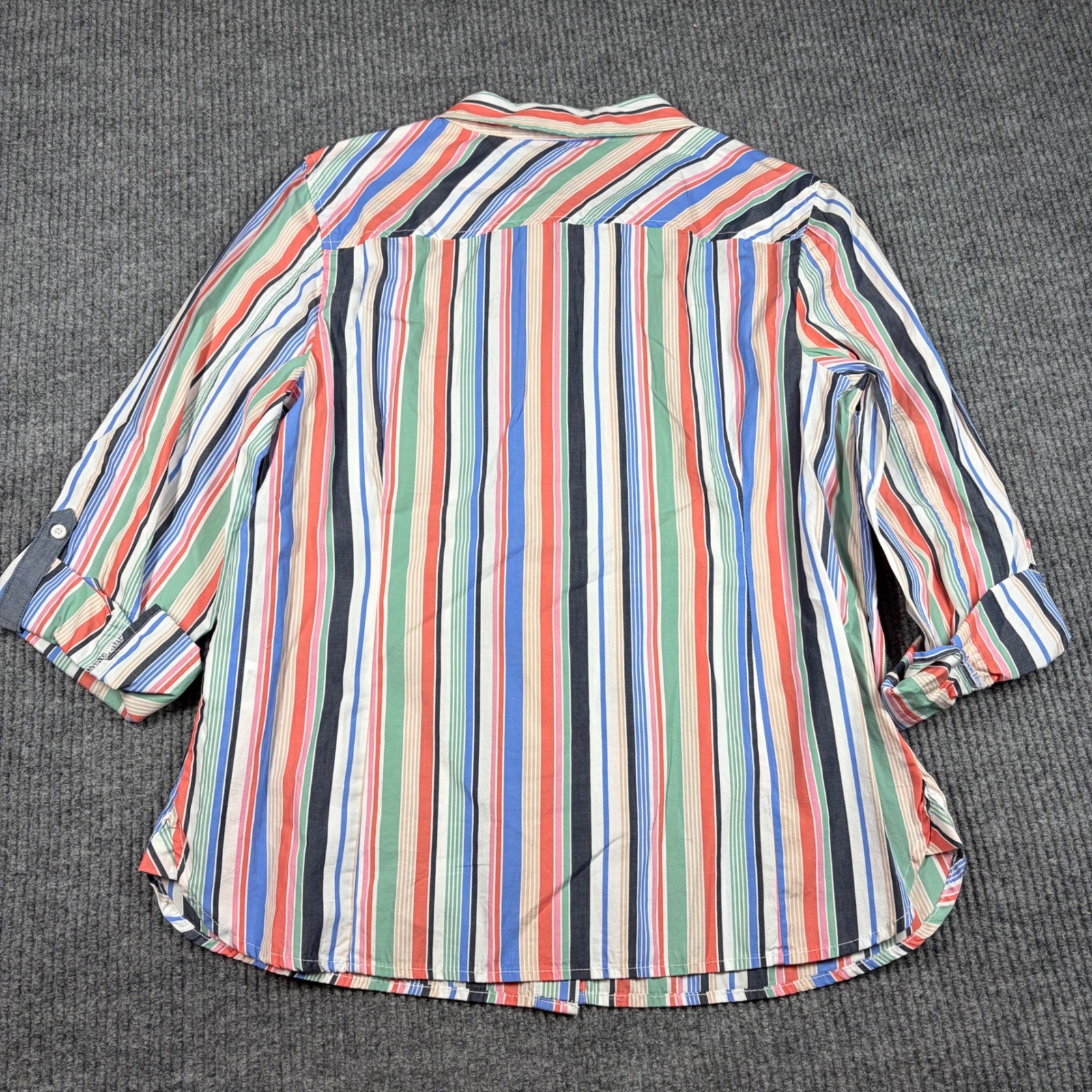 Tommy Hilfiger Shirt Womens XL Heritage Multi Color Striped Button Up 0BMN530