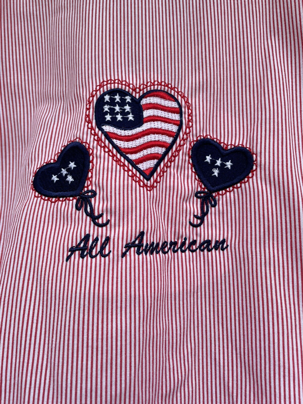 Las Olas Womens Sz Medium Stripe Button Front All American Patriotic Top Blouse